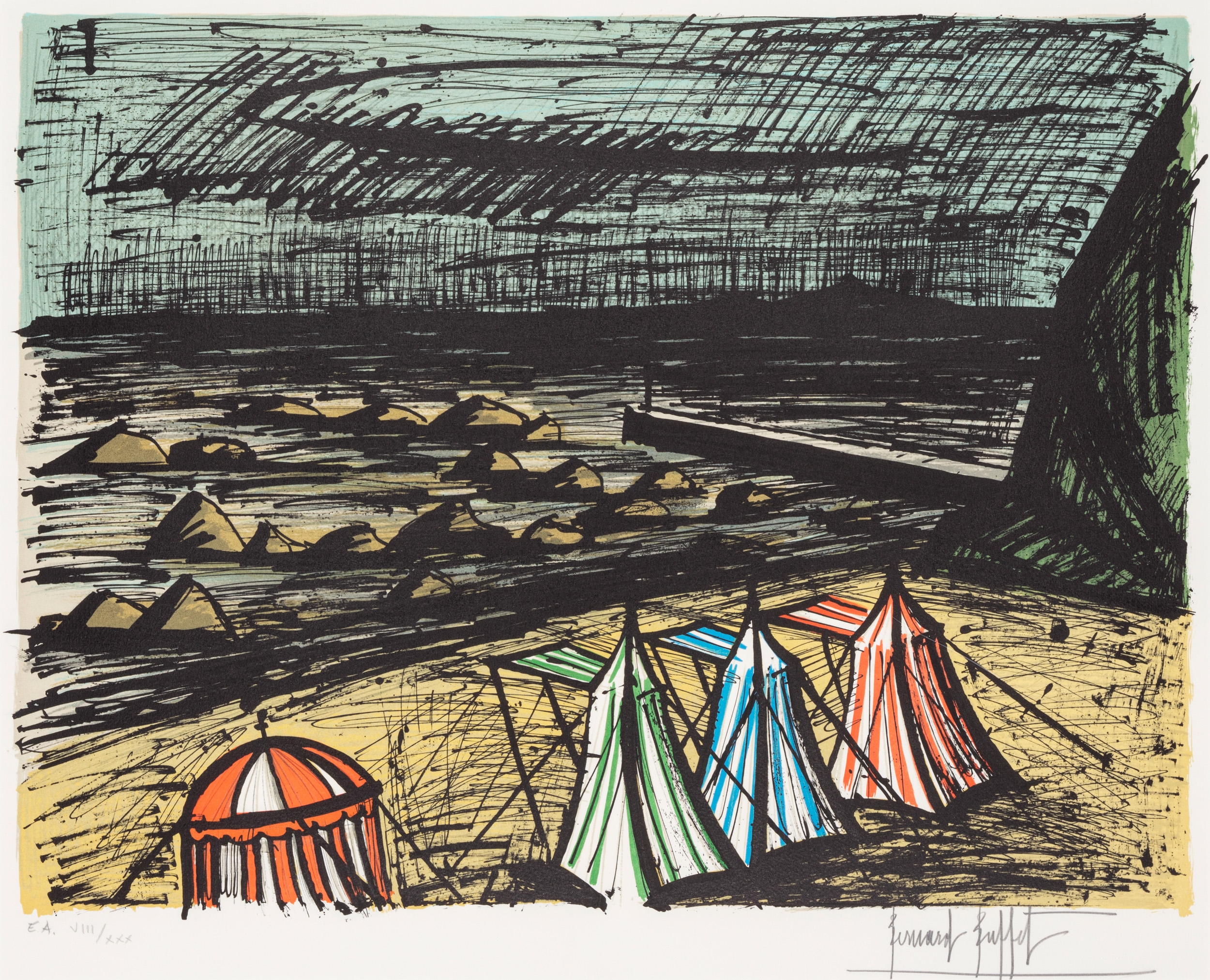 Bernard Buffet | Tent on the Beach | MutualArt