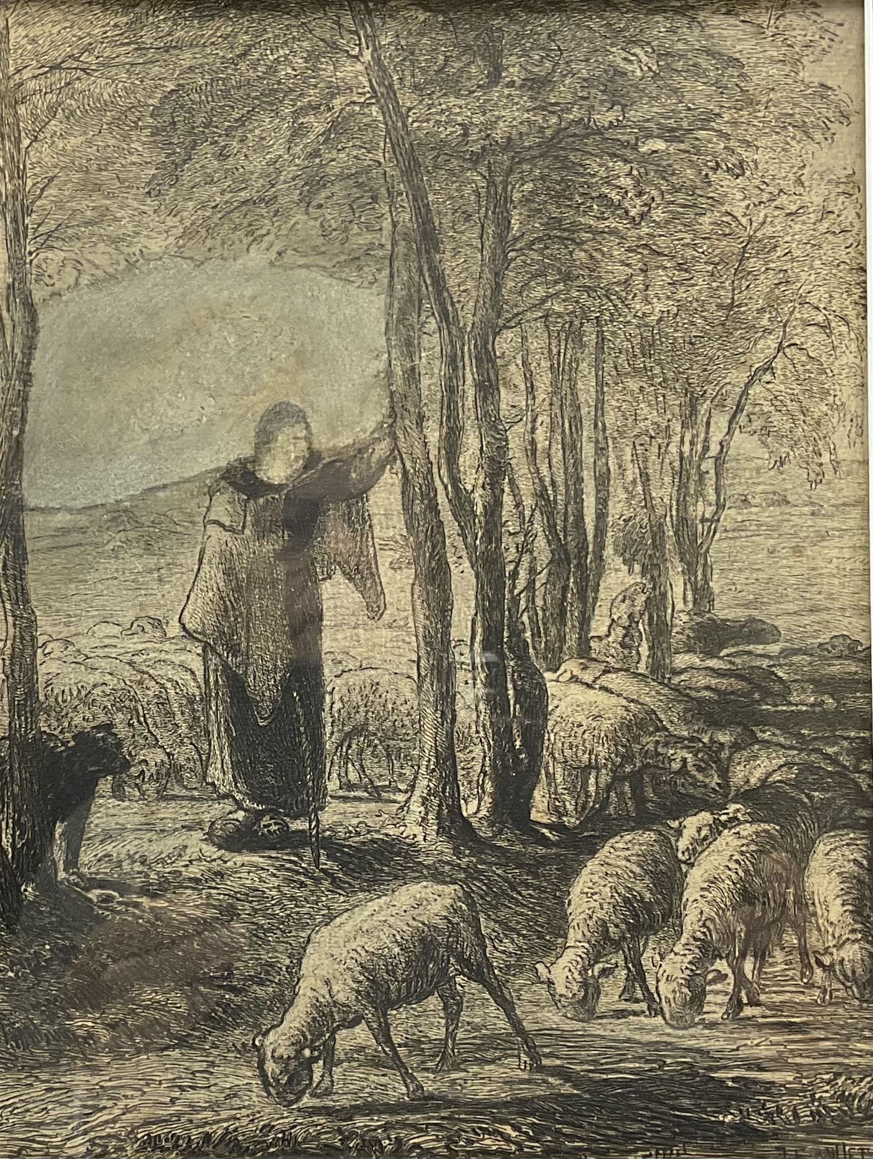 And so on Evaporate Banyan Jean-François Millet | Shepherdess and Her Flock in the Shade of Trees |  MutualArt