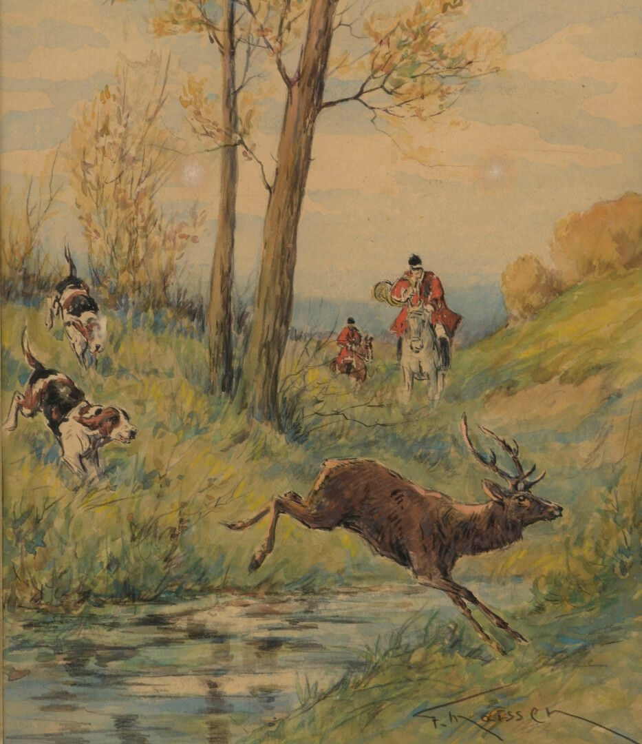 dogs chasing deer