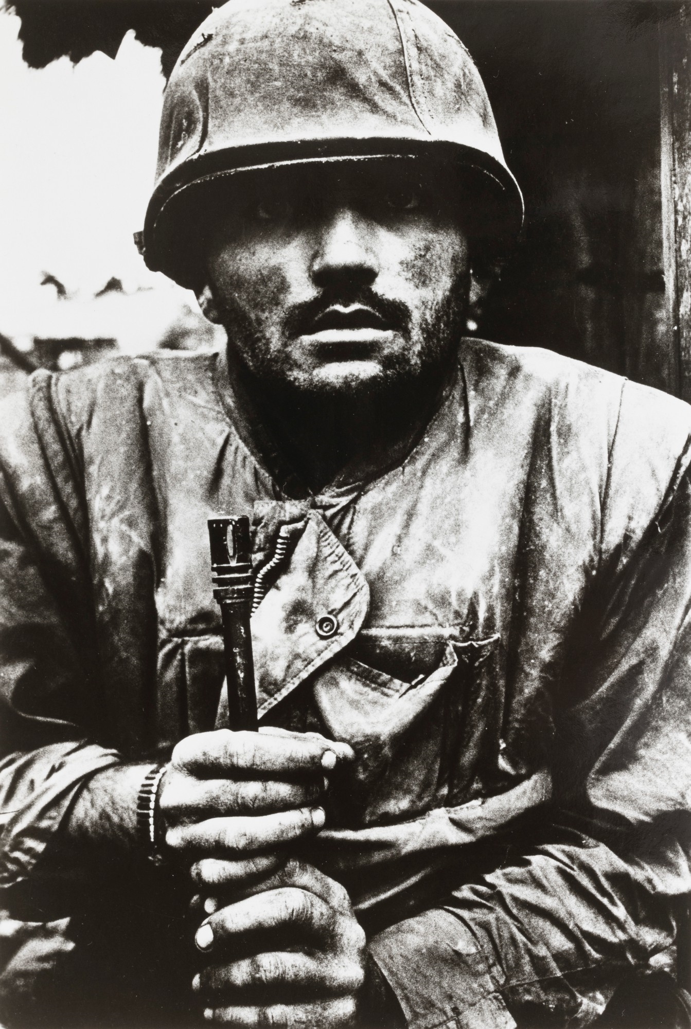 Shell Shocked Africanamerican Soldier Vietnam War Stock Photo