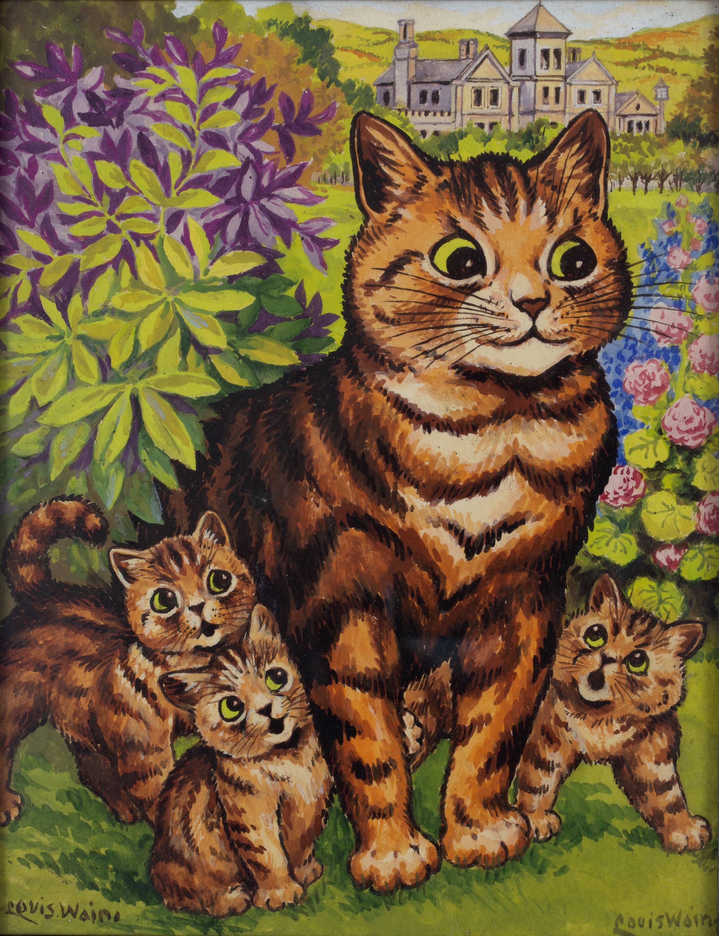 Family Of Cats In The Garden - Digital Remastered Edition by Louis Wain