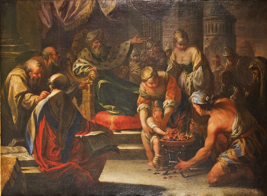 Italian School, 17th Century, Mosè bambino calpesta la corona del faraone