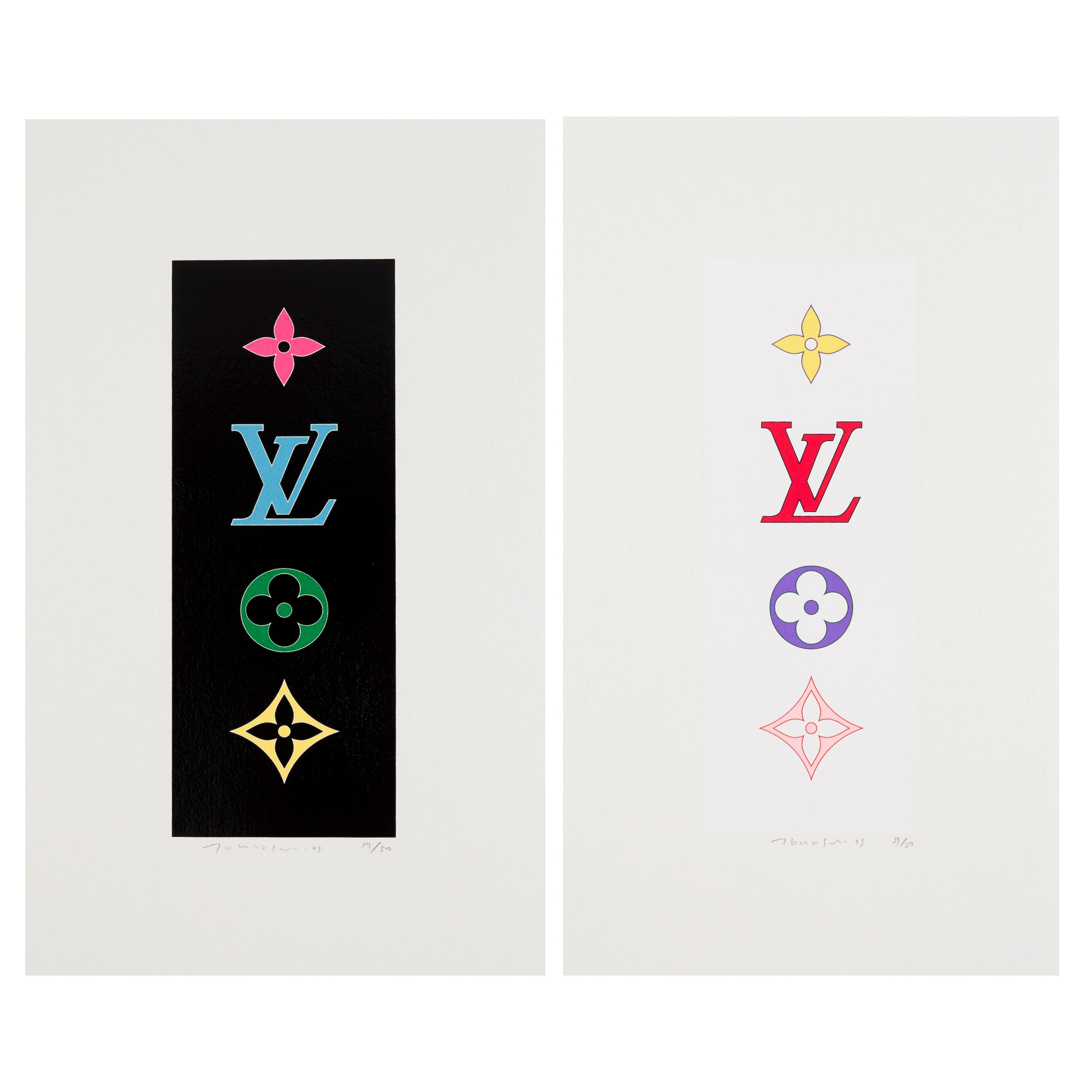 Takashi Murakami, Louis Vuitton, SUPERFLAT Colorful Monogram (Black)  (2003)