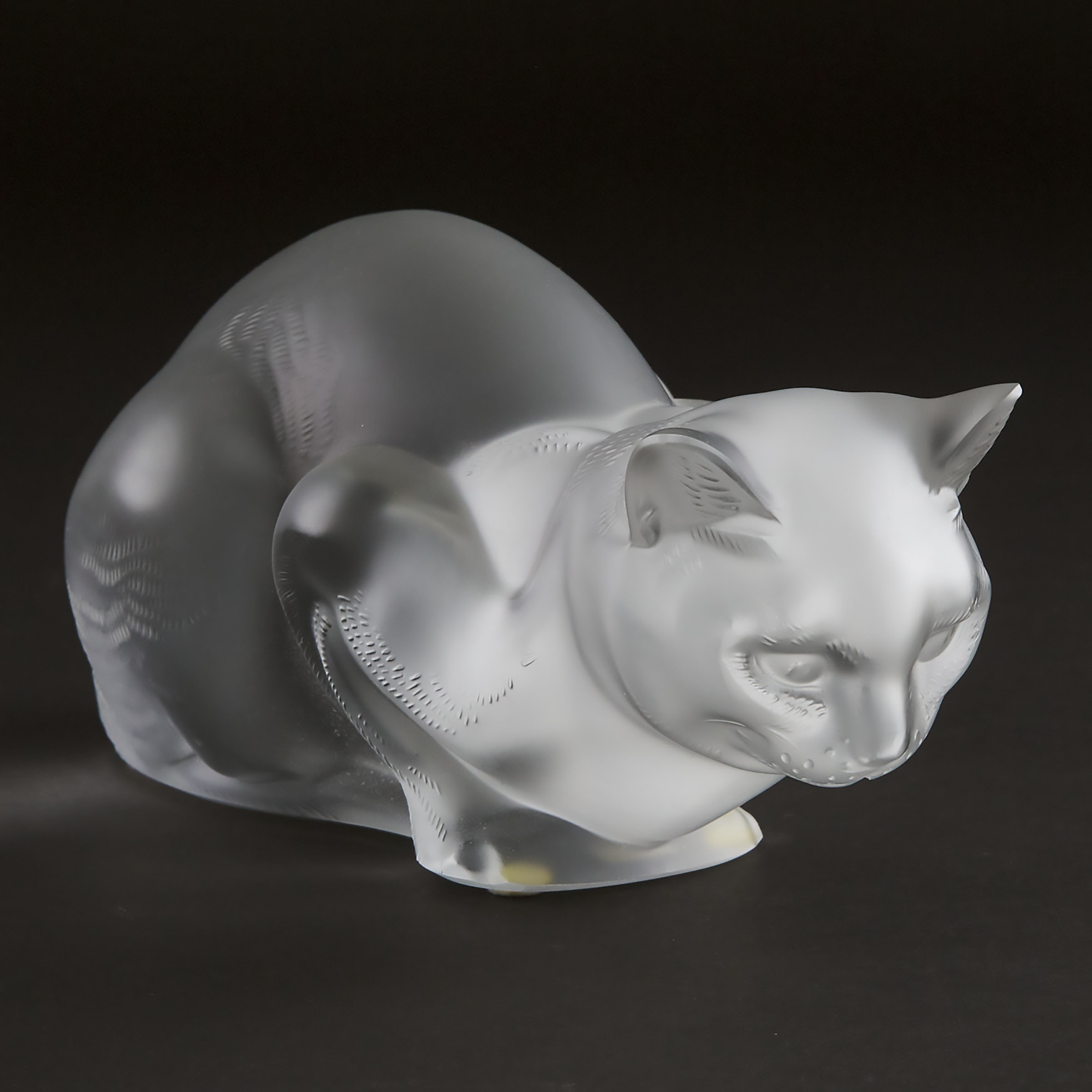 LALIQUE Crystal Frosted Cat ラリック 猫 美品 坐像