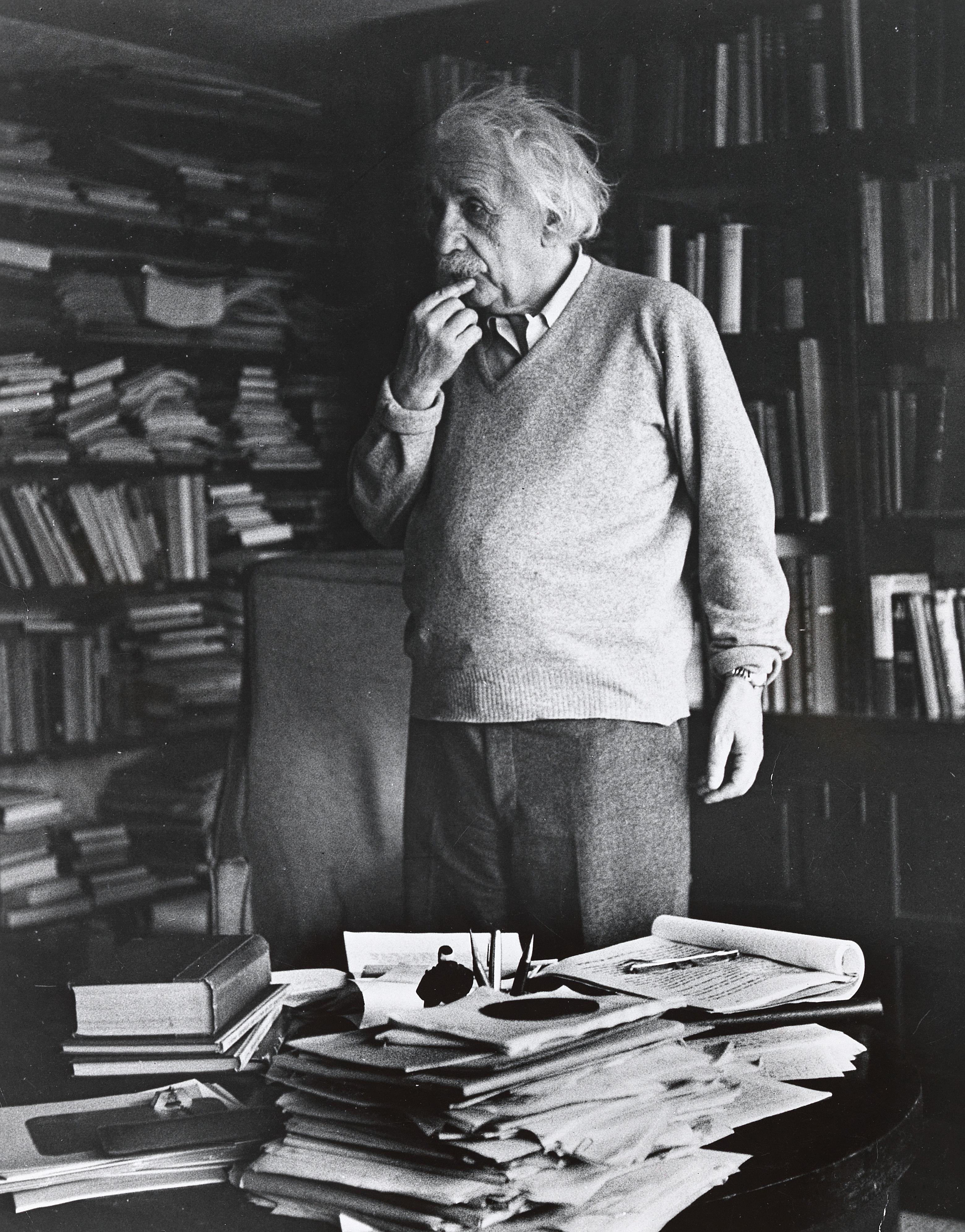 Ernst Haas | Albert Einstein in his office at the Institute for Advanced  Studies, Princeton (1951) | MutualArt