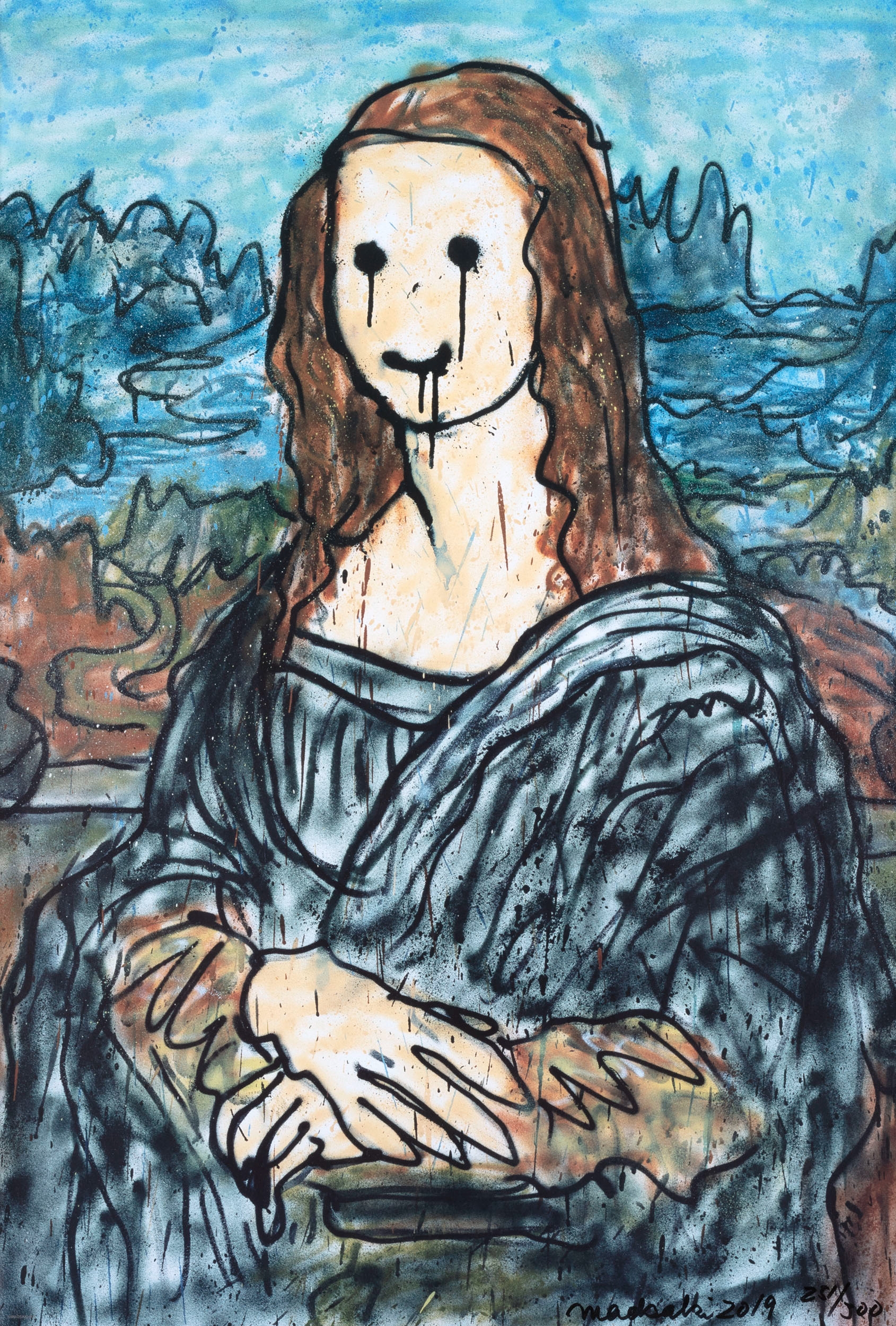 100ImagesizeCoffee Break Drawing of Mona Lisa_P - 版画