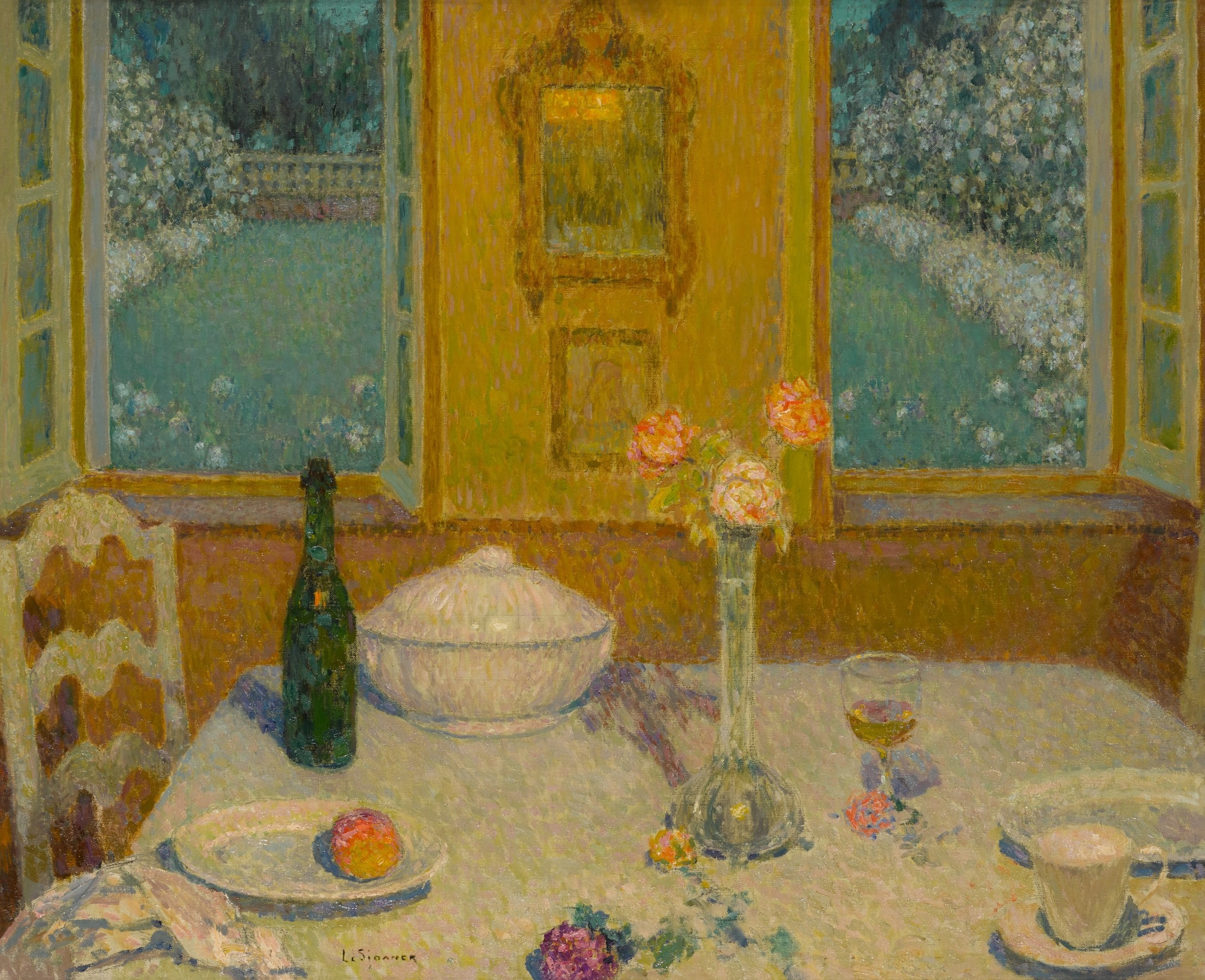 Henri Eugène Augustin le Sidaner | La Table sur le jardin fleuri