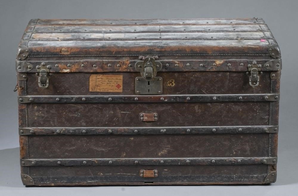 Early 20th C French Louis Vuitton steamer trunk - Rue de France