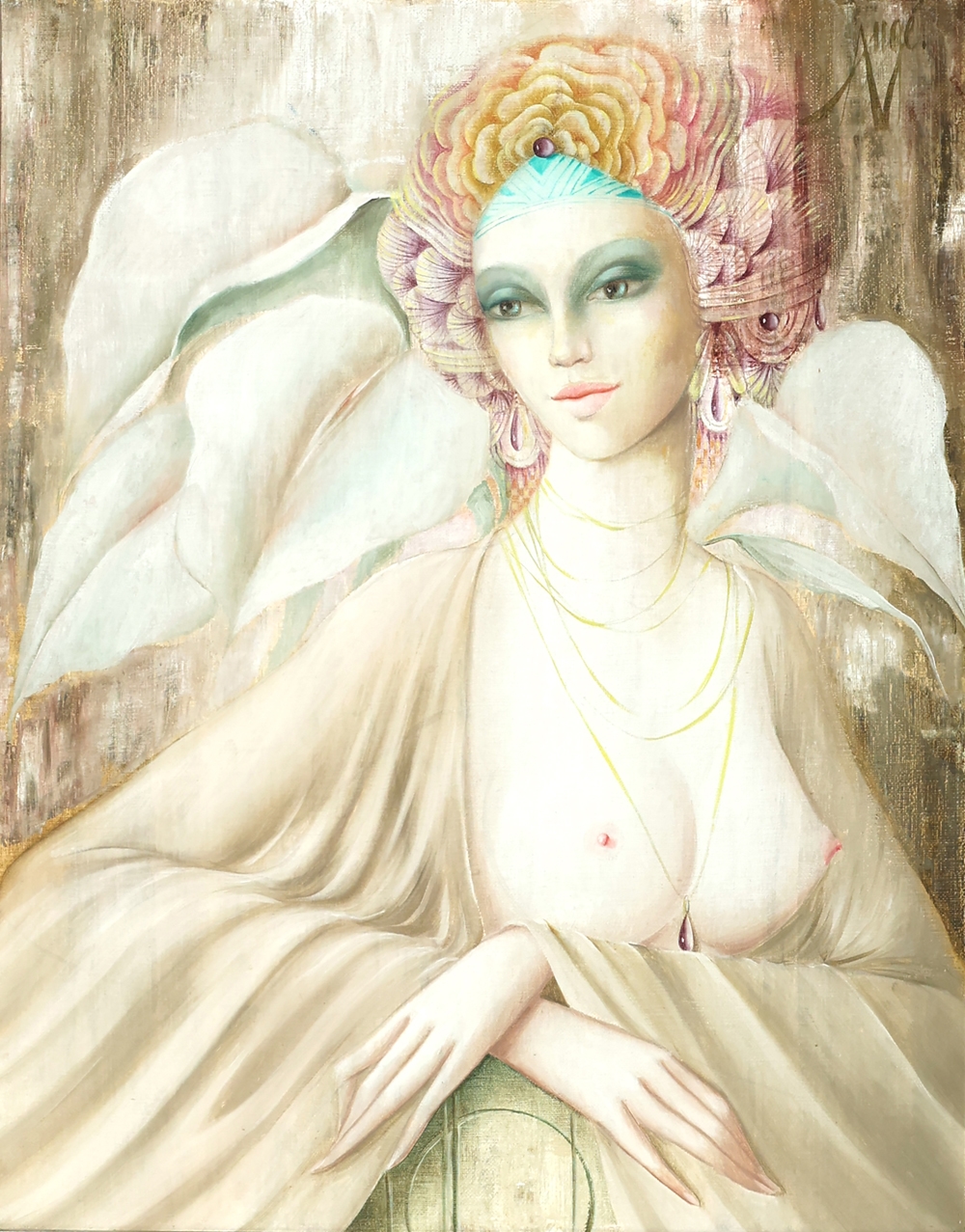 Sold at Auction: Auge - Untitled (Portrait of Woman)