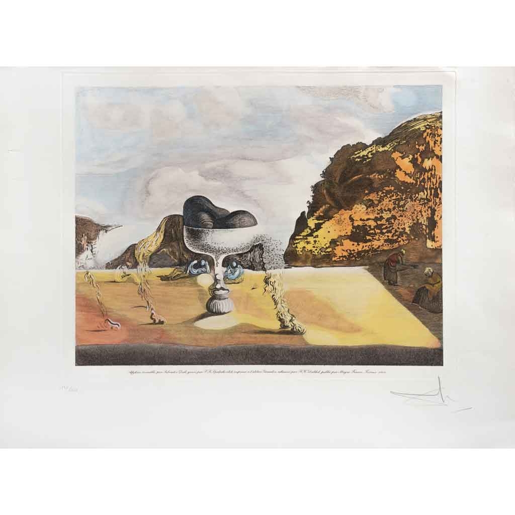 Aparición De Un Rostro Y Un Frutero En La Playa Salvador Dalí | Afgano invisible con aparición, sobre la playa, del rostro  de García Lorca, en forma de frutero con tres higos | MutualArt