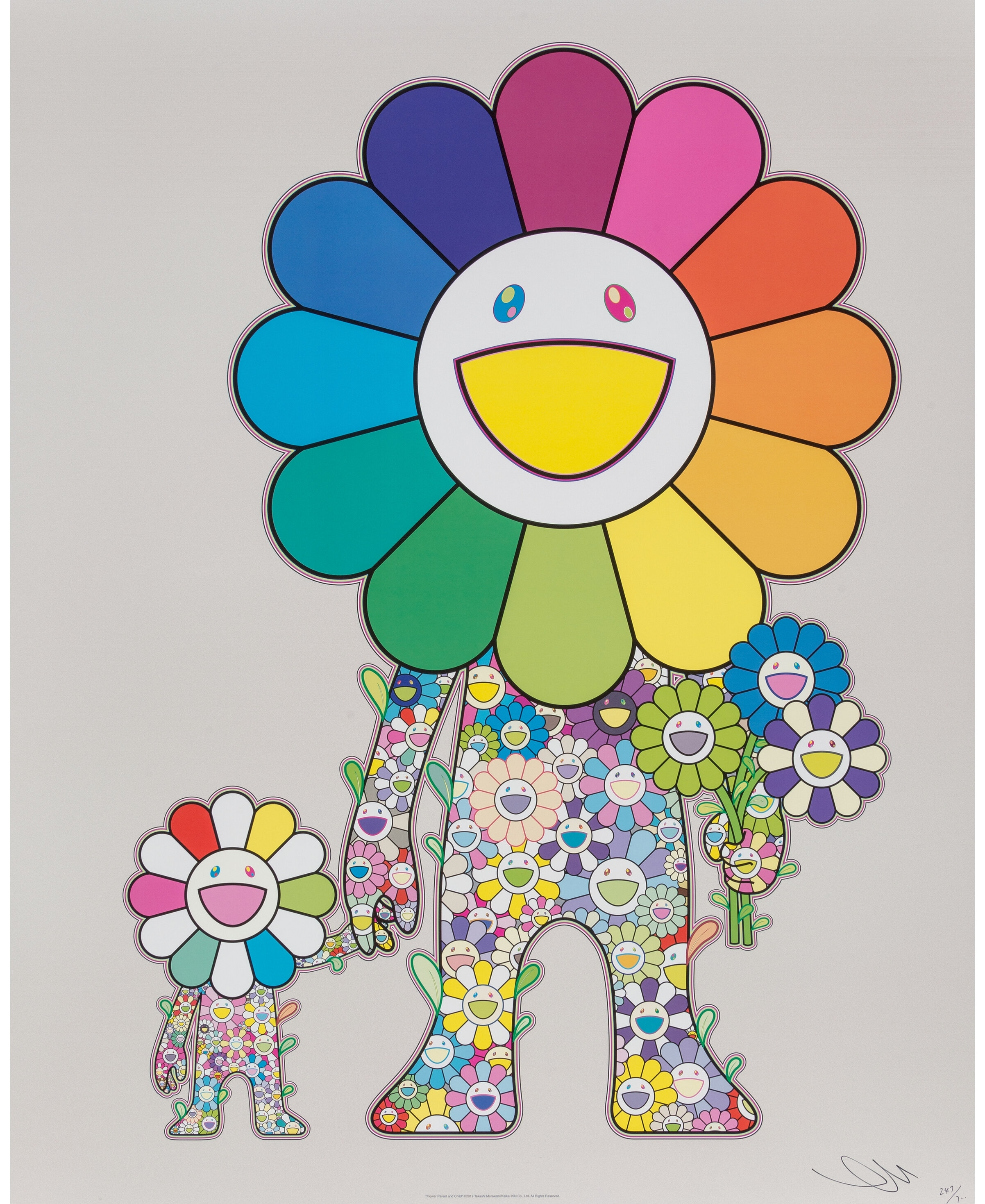 Takashi Murakami Rainbow Sunflower Painting 