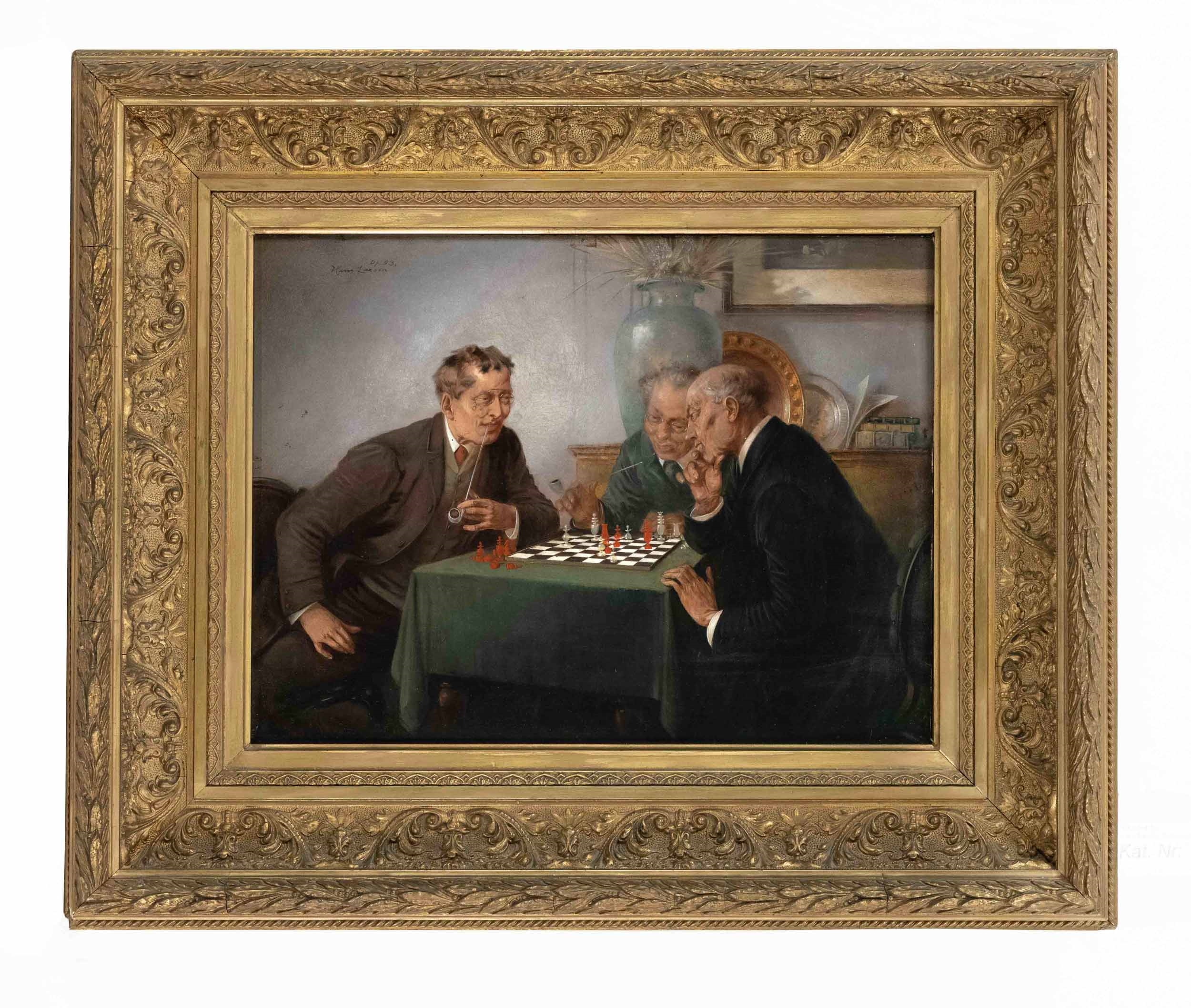 Chess Game, 1890, Oil Painting, Framed