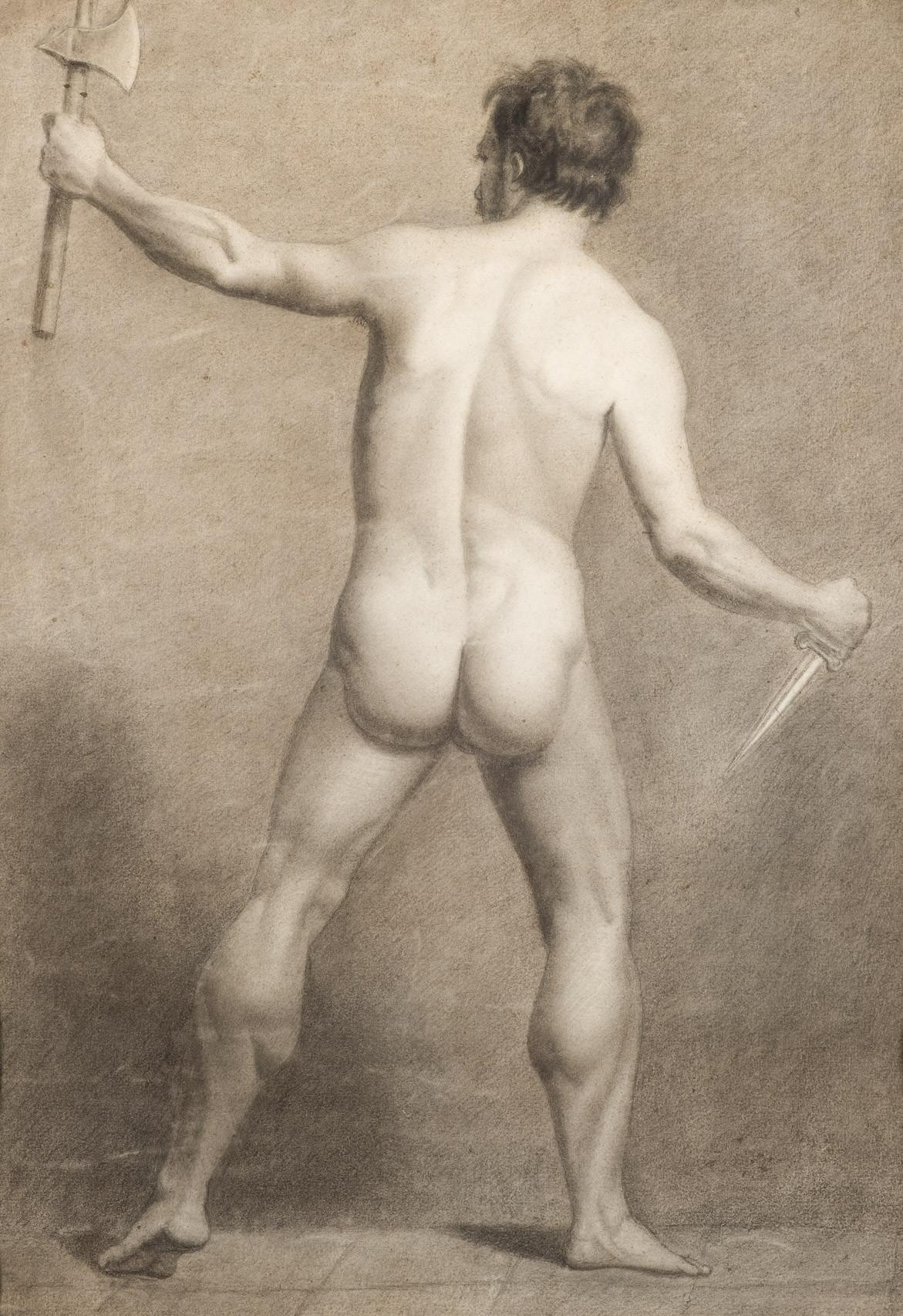 Spanish School, 19th Century | Hombre desnudo armado | MutualArt