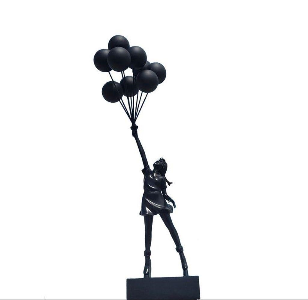 Banksy | Flying balloons girl (Black version) | MutualArt