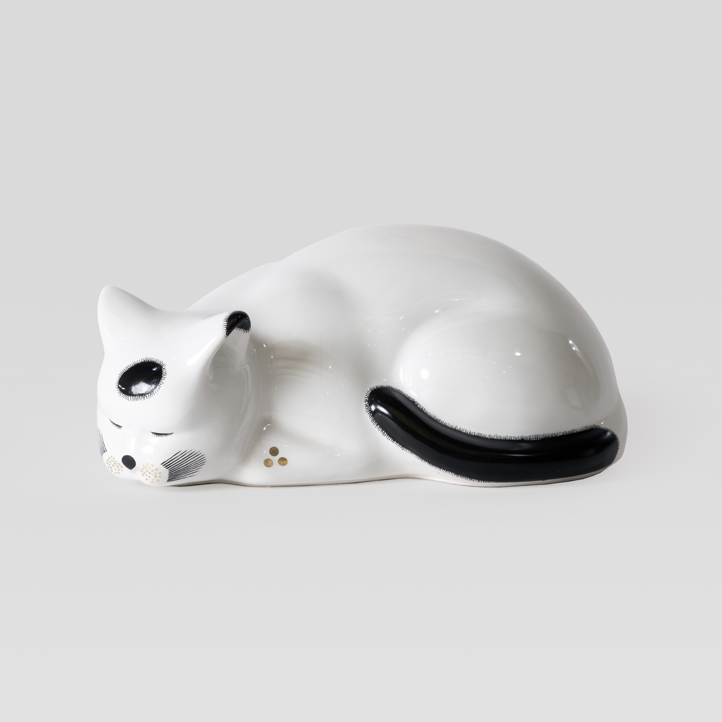 Mid Century Brass Sleeping Cat Figurine