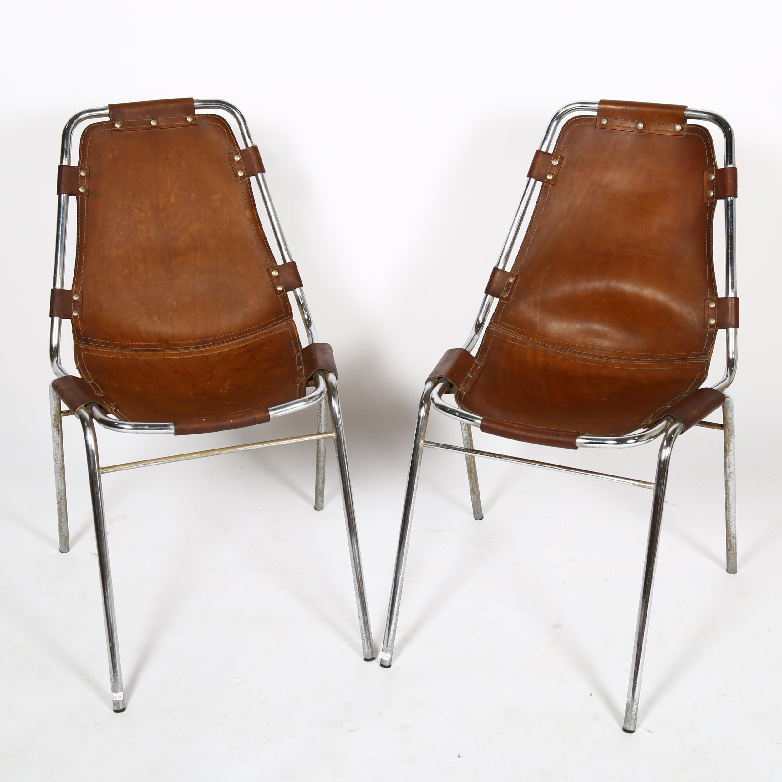 Charlotte Perriand Chrome and Leather Les Arcs Chair