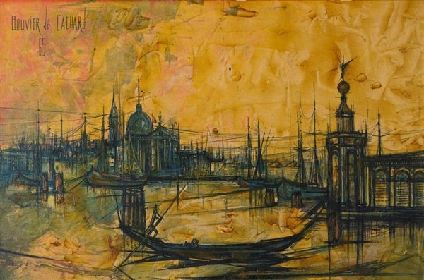 Bouvier de Calhaud 油彩画 1965年製 Régis de Bouvier de Cachard | Venezia (1965) | MutualArt