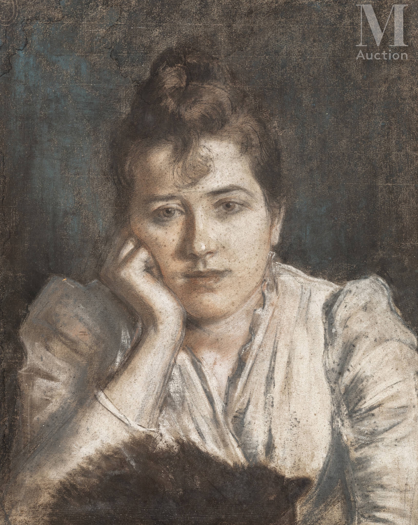 French School 19th Century Portrait De Femme Au Chat 1900 Mutualart