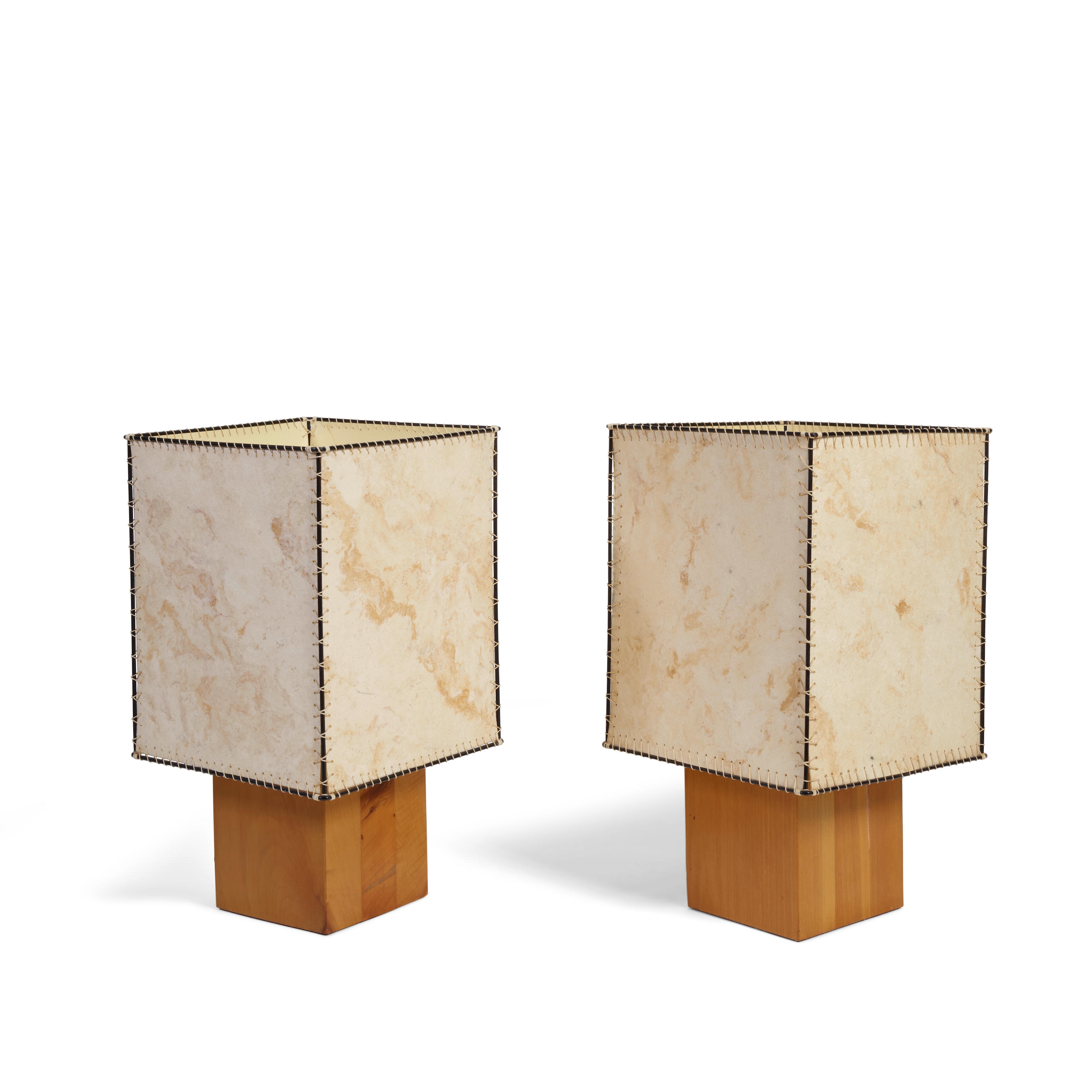 1940s Modernism Neoclassical Mexican Mahogany Table Lamps in the Style of  Luis Barragan - a Pair