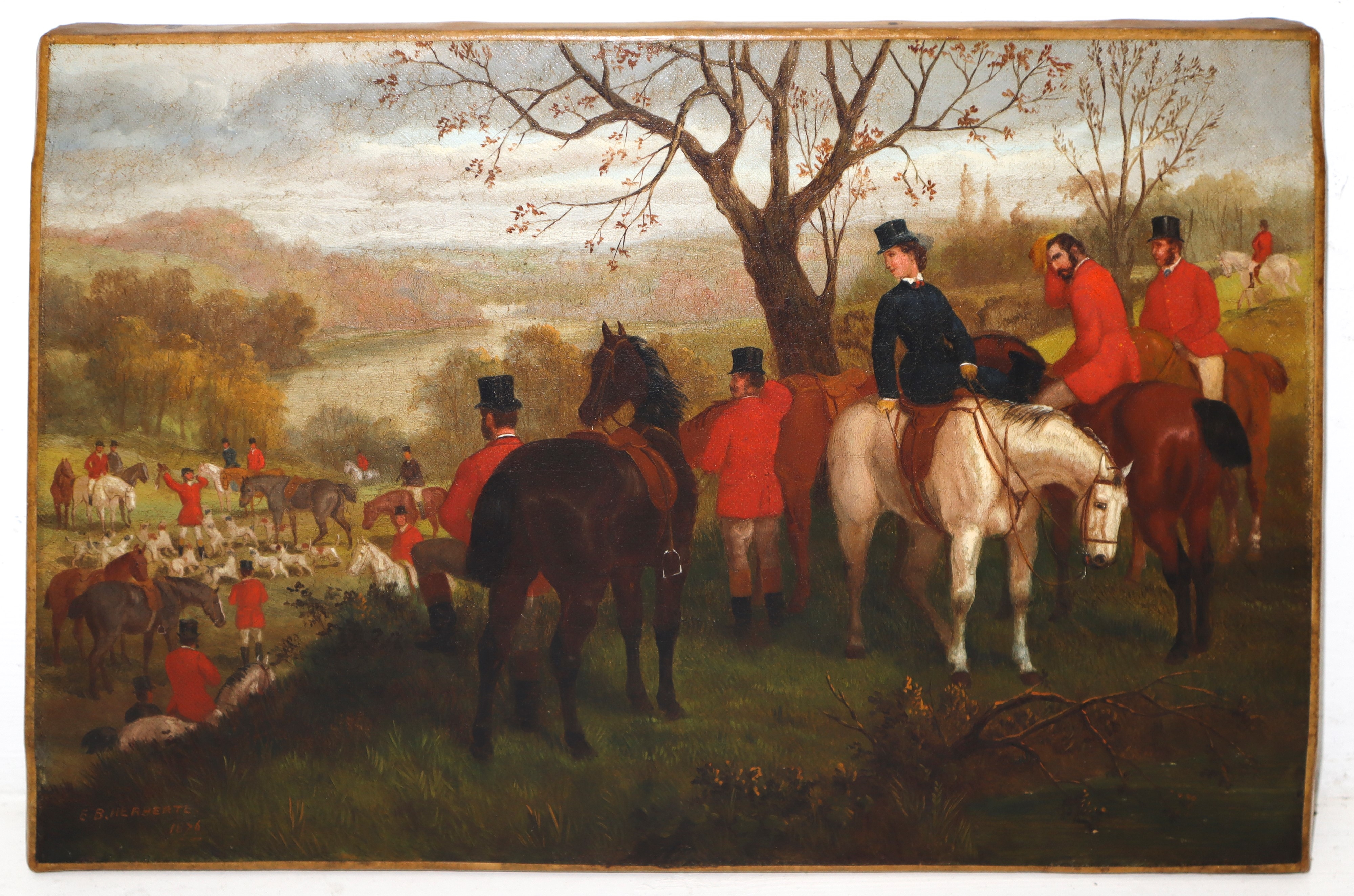 Edward Benjamin Herberte | Fox hunting scene with rider and pack