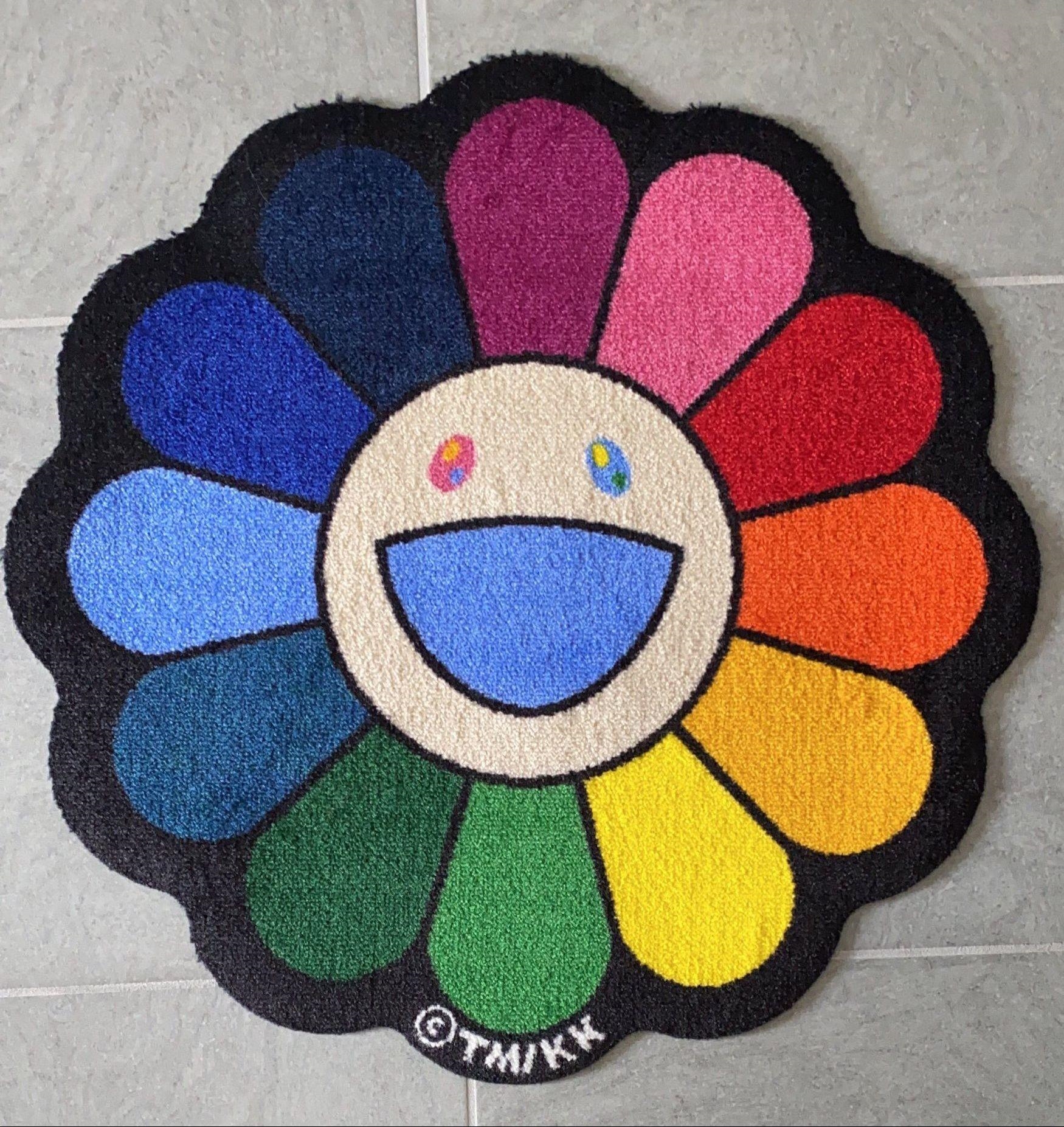 Flower Floor Mat Takashi Murakami 村上隆 Pink kaikaikiki ⁄ × White 