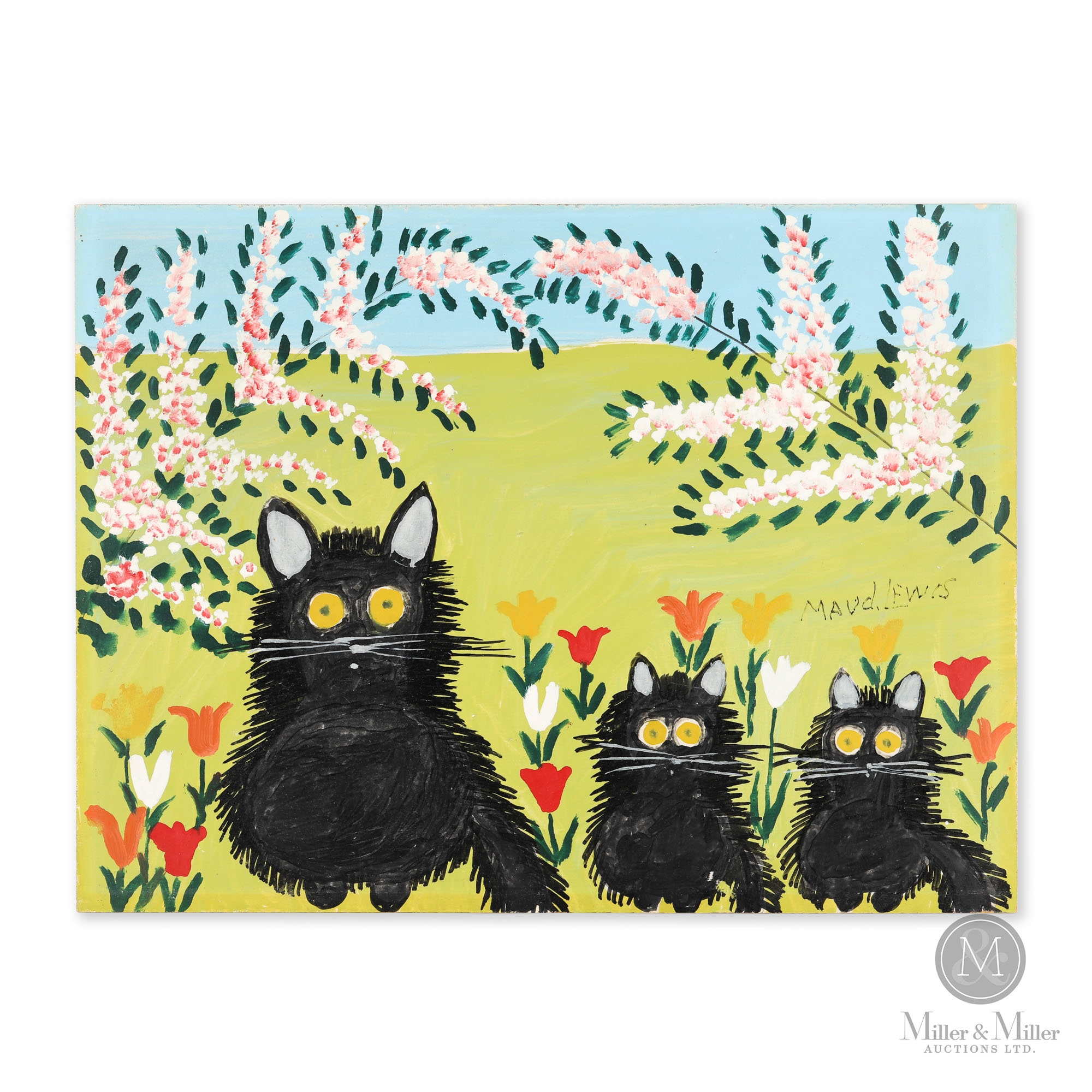 Three Black Cats Print, Maud Lewis, Art Gallery of NS