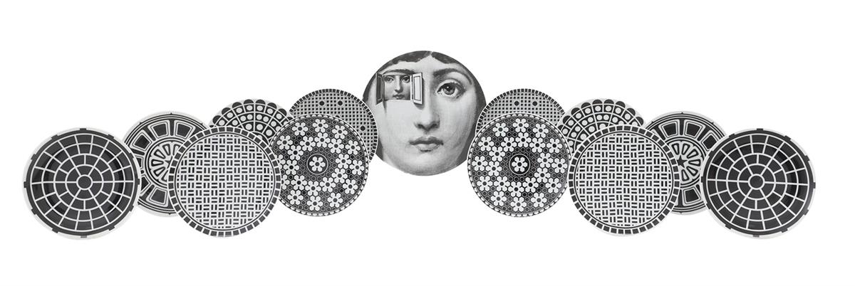 Piero Fornasetti, Collection of Vintage Black-and-White Plates