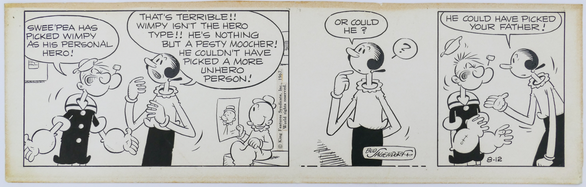 コミック「ポパイ」原作者Bud Sagendorfさんのサイン 1967年　原画 Bud Sagendorf | POPEYE (1967) | MutualArt