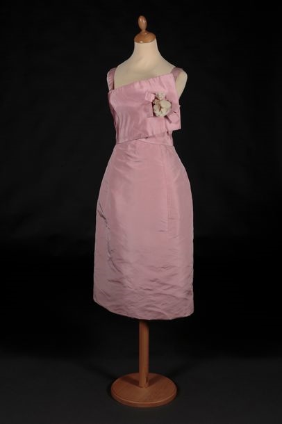 strapless open back dress Christian Dior 1980's pink lace applique night slip dress XS – Known Source main image 1