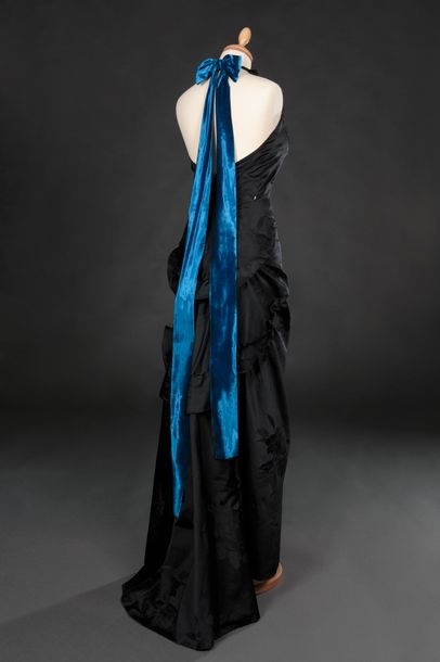 Elsa Schiaparelli, Evening dress in black silk satin patterned (1947)