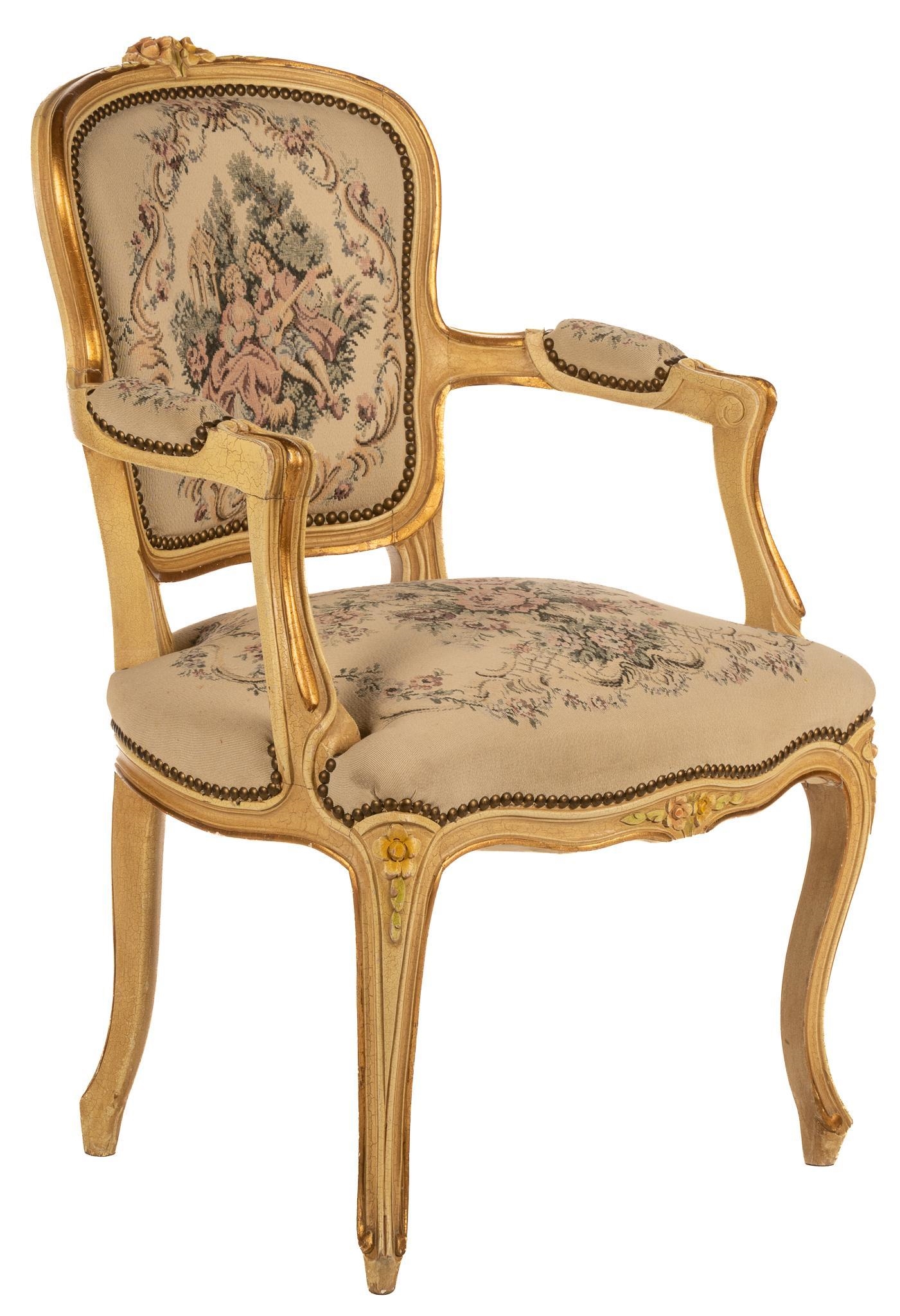 French Louis XV-Style Fauteuil Armchair