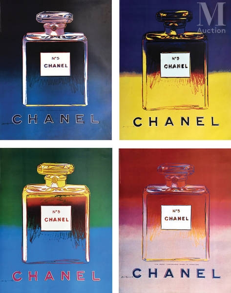 Andy Warhol, Chanel N° 5 (4 Affiches Rose, Bleu, Vert, Noir ) (1997)
