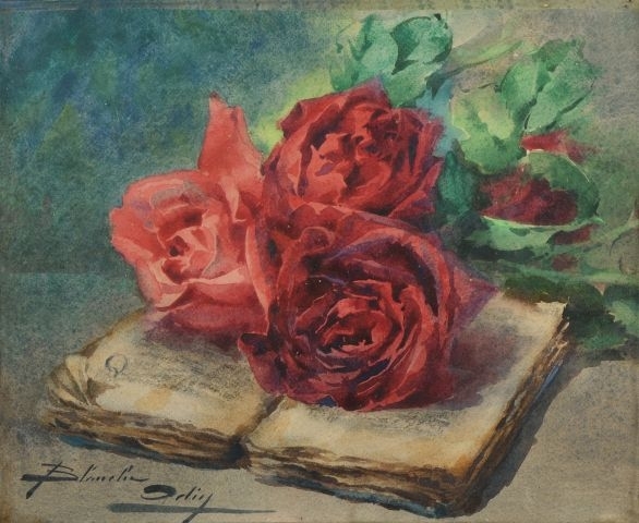 Blanche Odin | Blanche ODIN (1865-1957) Trois roses. Aquarelle | MutualArt