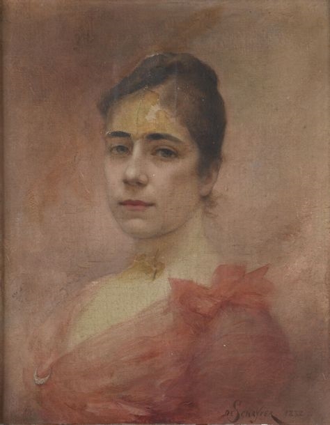 Louis Marie De Schryver, 3/4 bust portrait of a young woman.