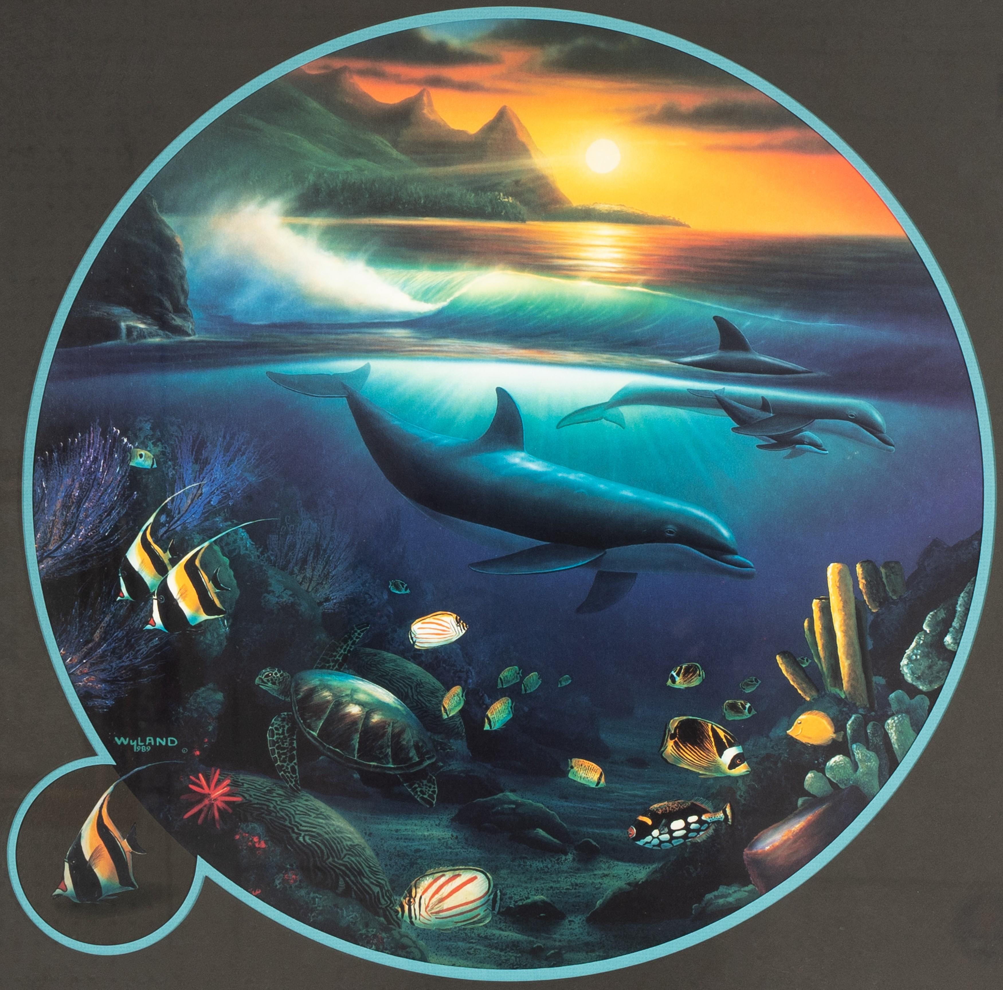 Robert Wyland | : Whales in Sunset (1989) | MutualArt