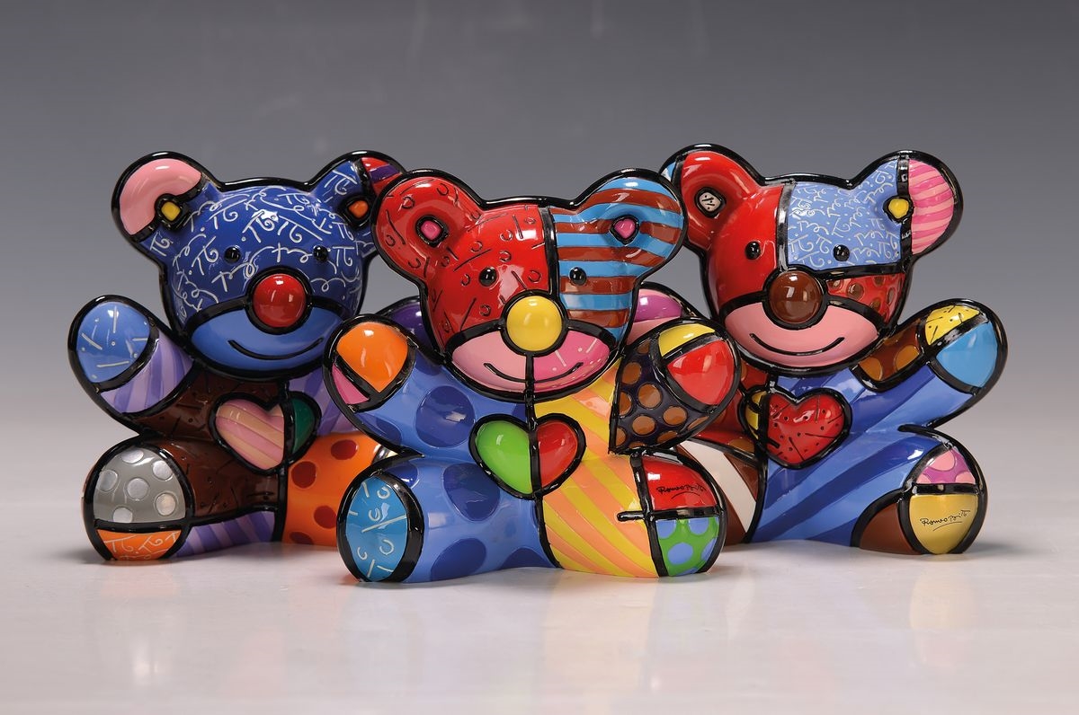 BRITTO Love Bear ハート マルチカラー 2ND EDITION Britto Limited Edition Bear Figurine: LOVE - Artreco