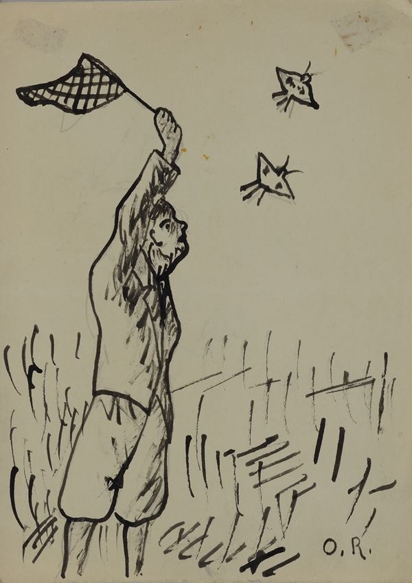 Ottone Rosai, The butterfly catcher (for Il Bargello magazine) (1930)