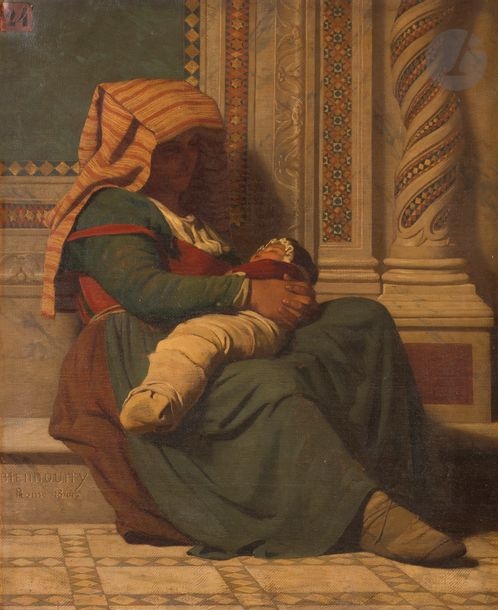Victor Biennourry | A young Roman woman and her child (1844