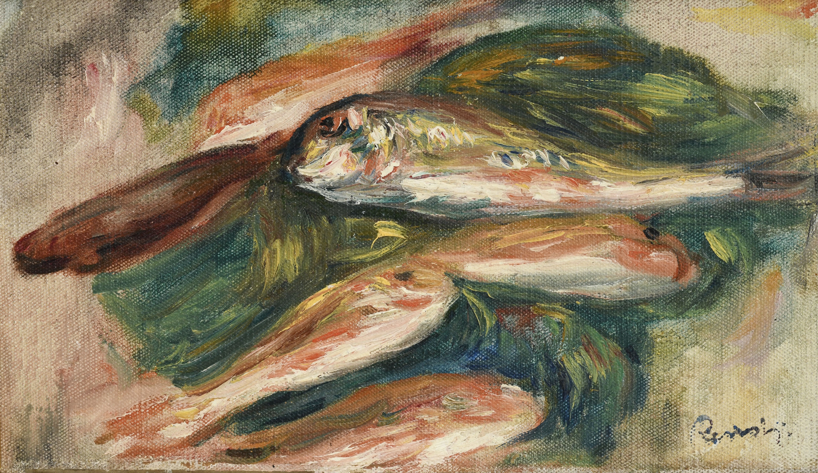Pierre-Auguste Renoir | Poissons sur une feuille verte (1914 