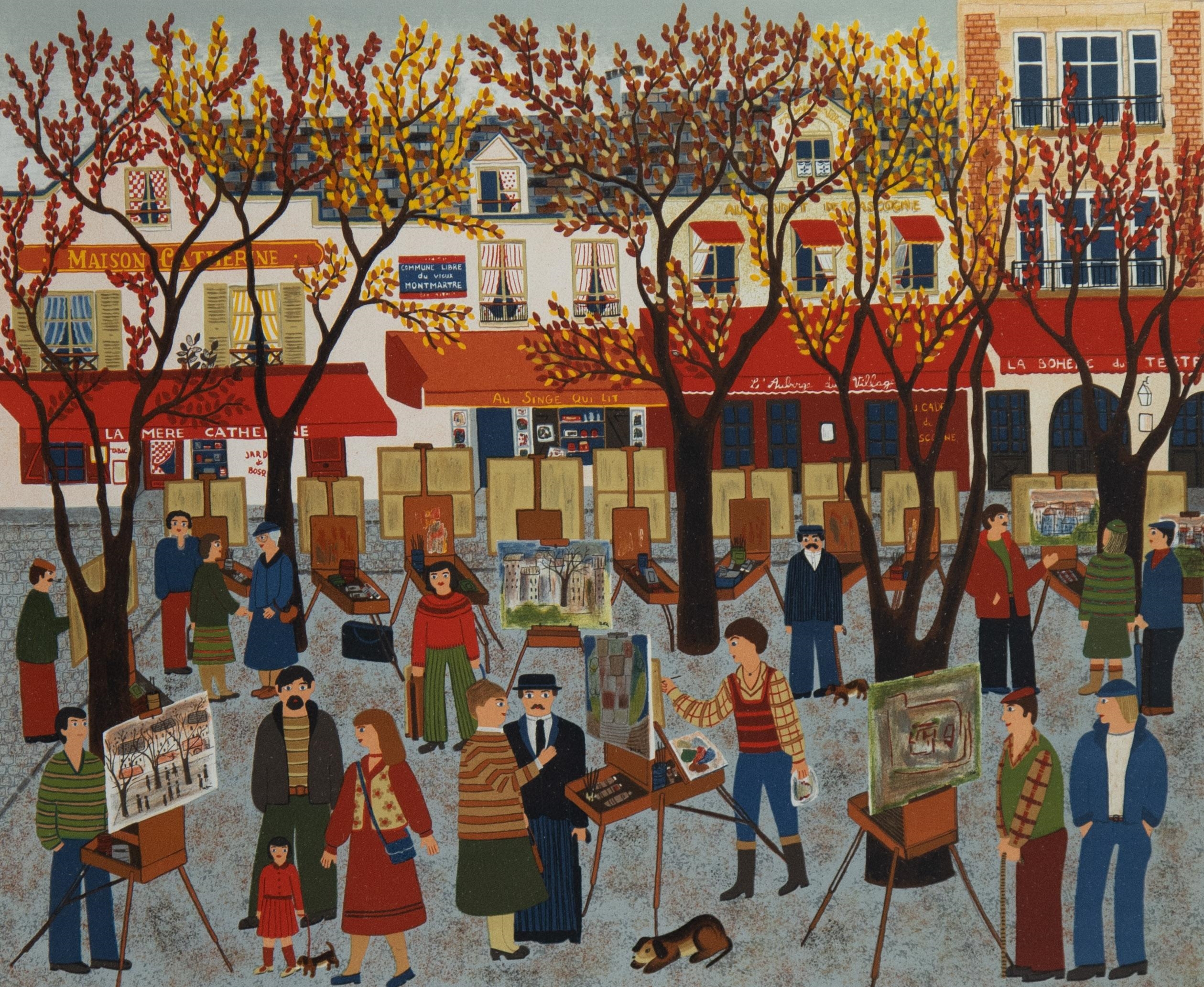 Josette Bardoux 古いモンマルトル リトグラフ 直筆サイン Josette Bardoux | Le Vieux Montmartre, Les Artistes Et Les Clients