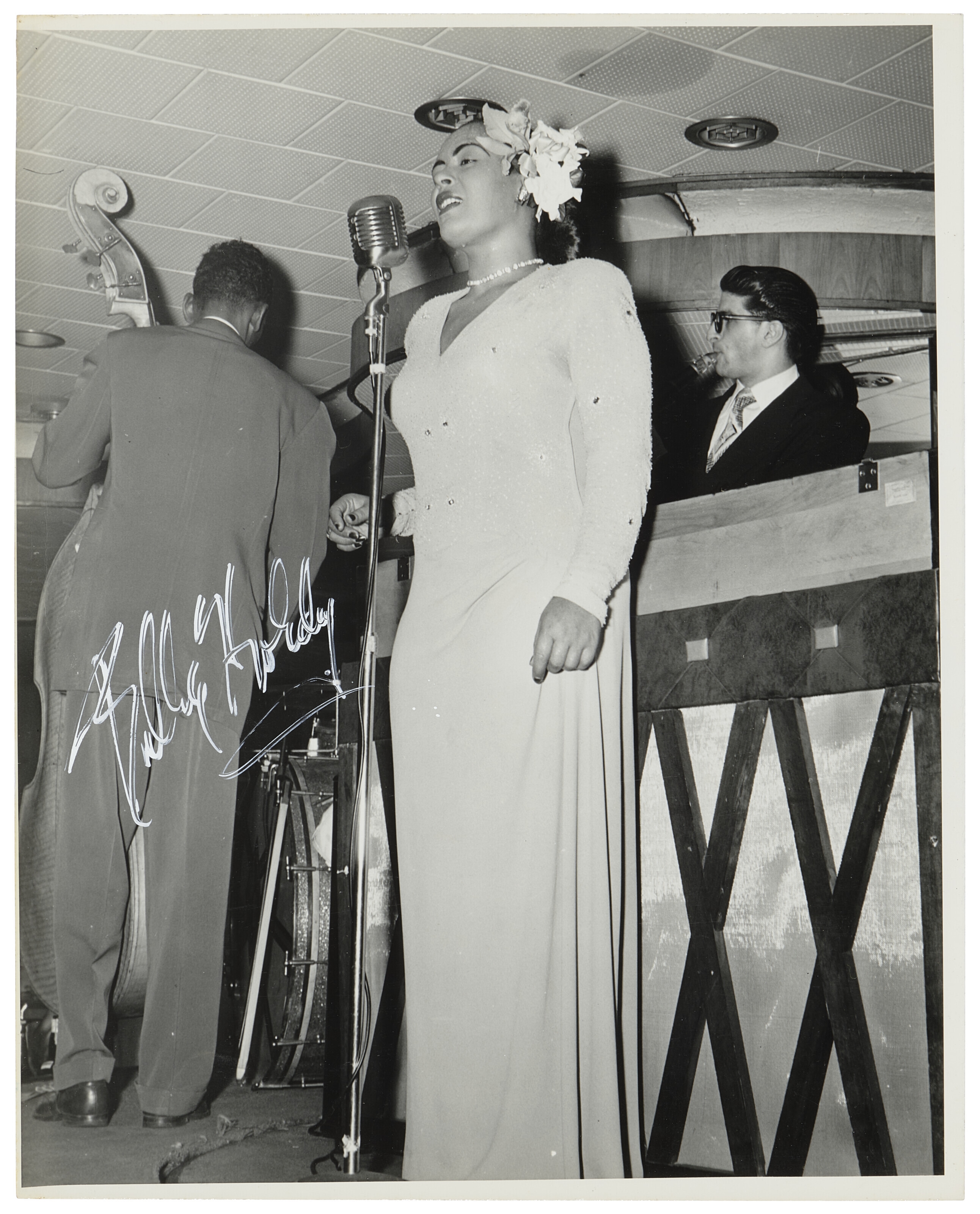 Nat Singerman | Vintage black and white stage photograph of Billie Holiday 