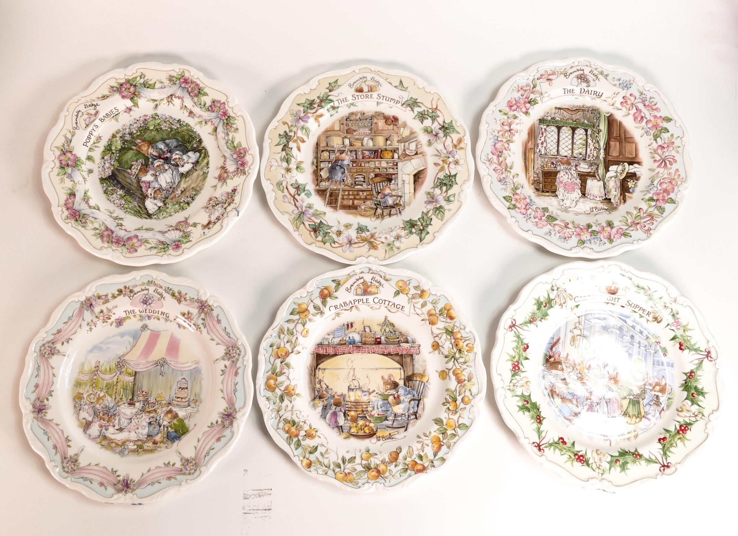Royal Doulton, Royal Doulton Brambly Hedge Plates Poppys Babies, The  Wedding, Crabapple Cottage, Candlelight