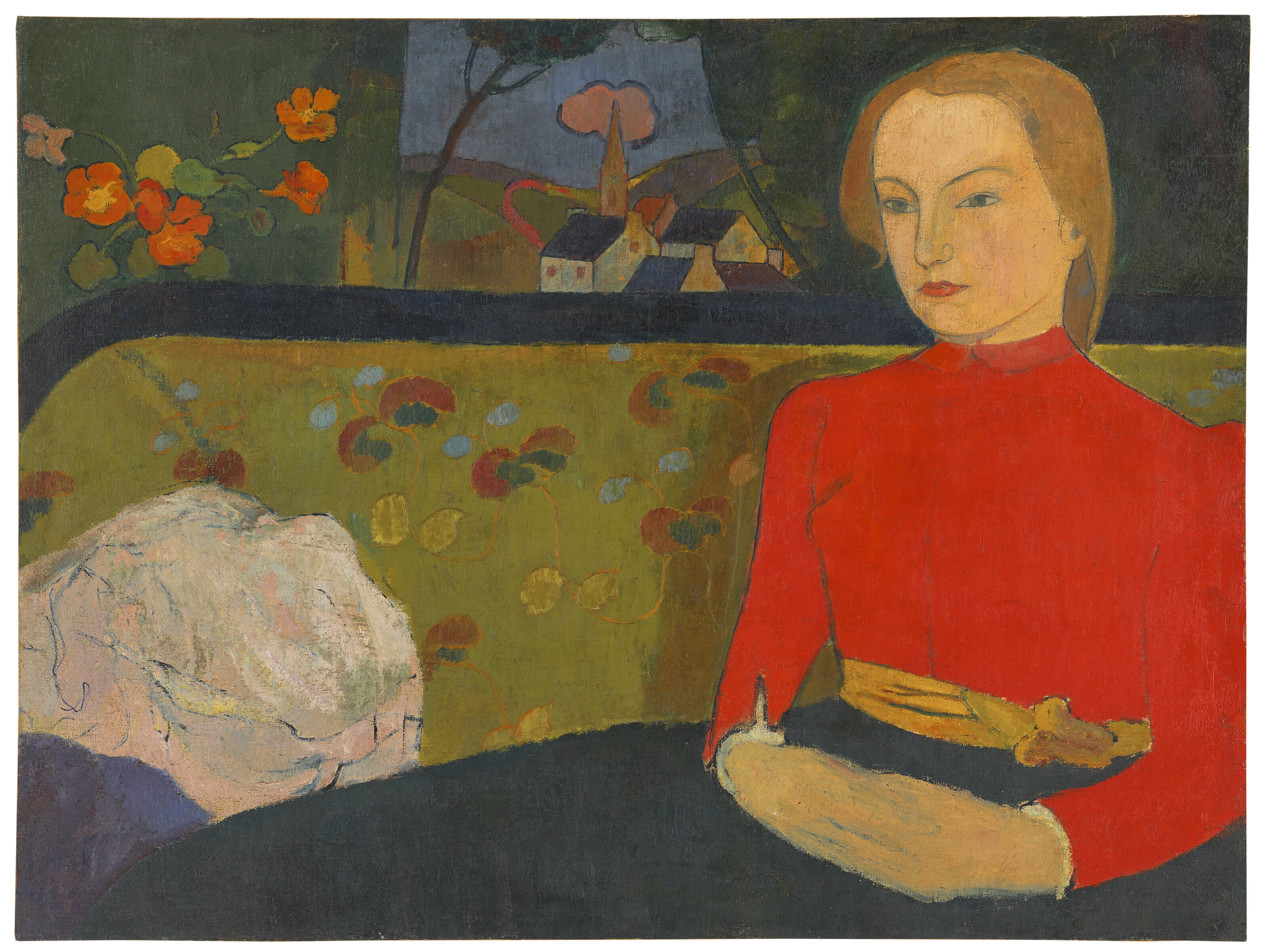 Armand Seguin | Femme au corsage rouge sur un canapé (1895 - 1896