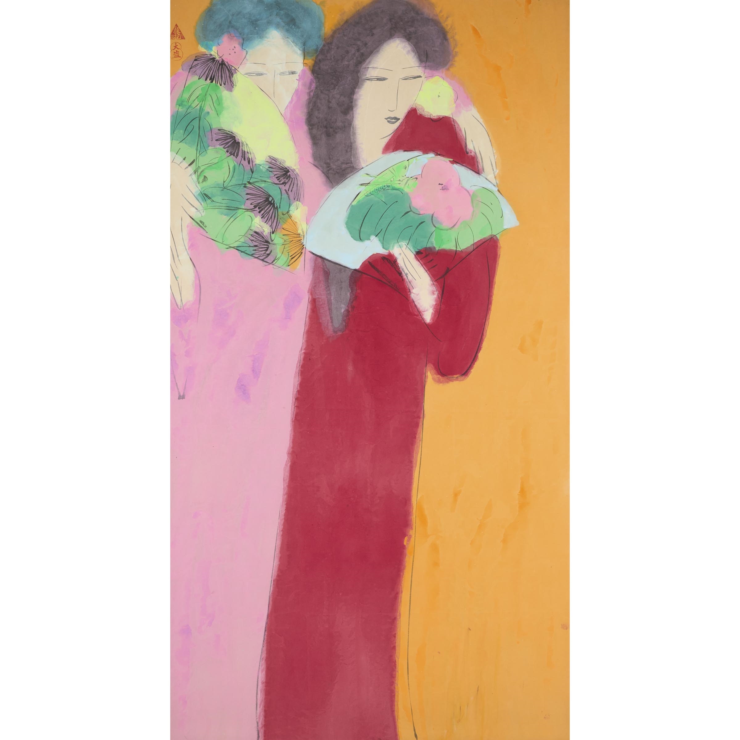 Walasse Ting | 丁雄泉(1929-2010) 二美图压克力彩宣纸裱于画布| MutualArt
