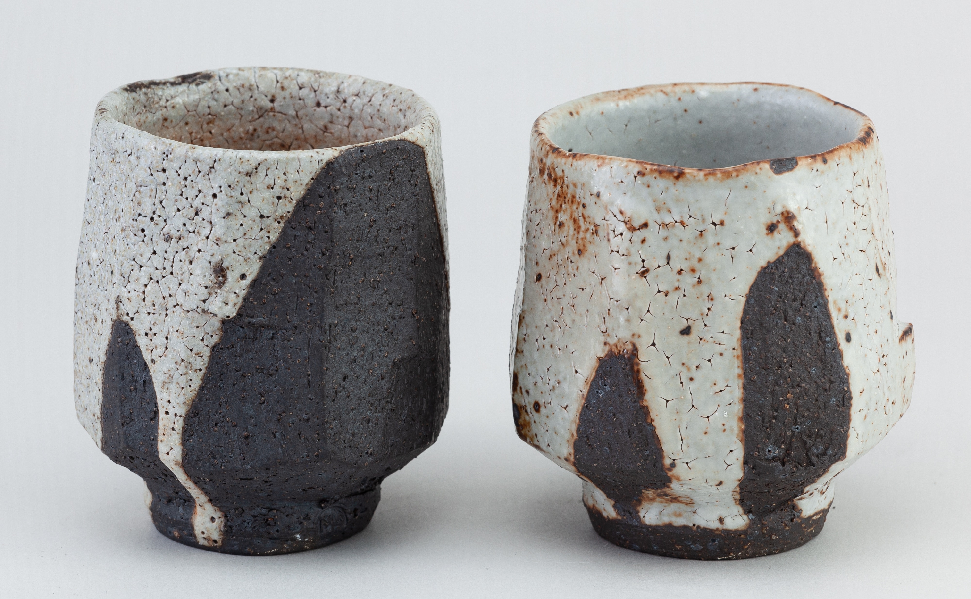 Lisa Hammond | a near pair of faceted stoneware yunomi | MutualArt