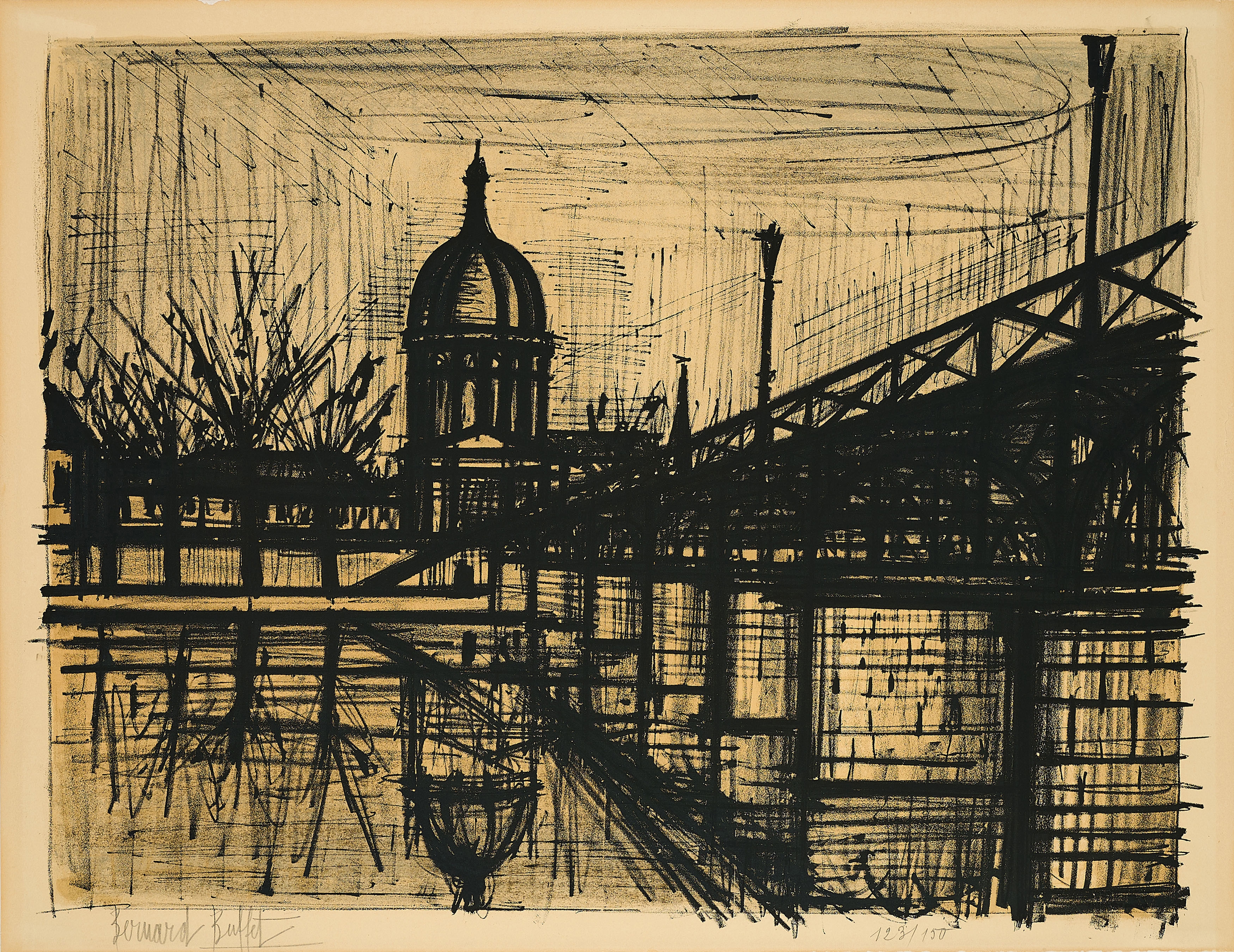 Bernard Buffet | Le Pont des Arts (From: Album Paris). (1962 
