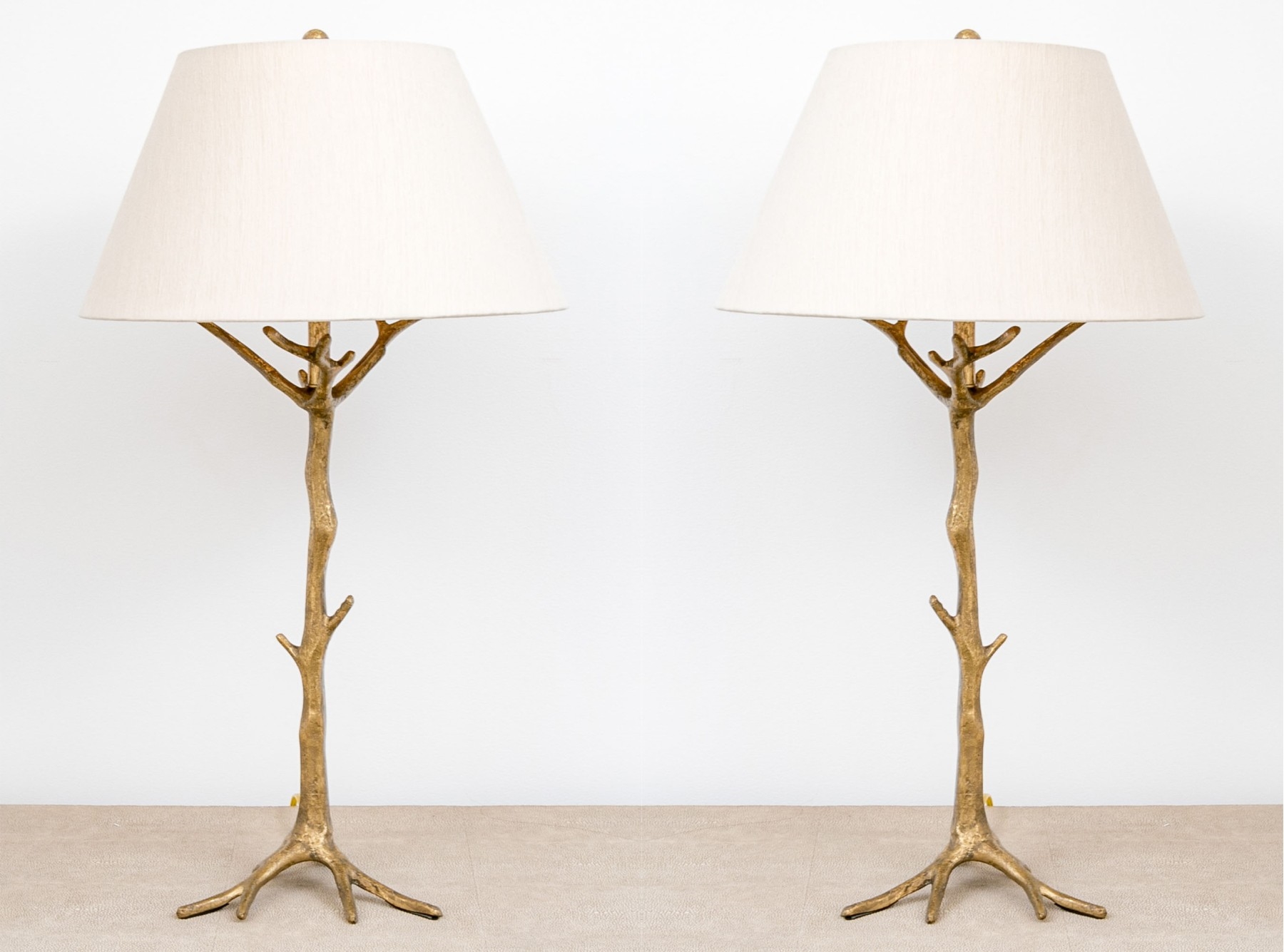 Frederick Cooper, Pair Frederick Cooper Gilt Faux Branch Form Table Lamps