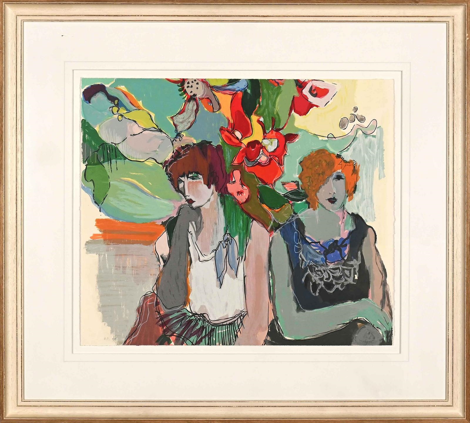 Itzchak Tarkay | Two Women with Flowers | MutualArt