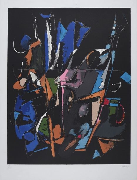 André Lanskoy | Composition on a black background (Circa 1968
