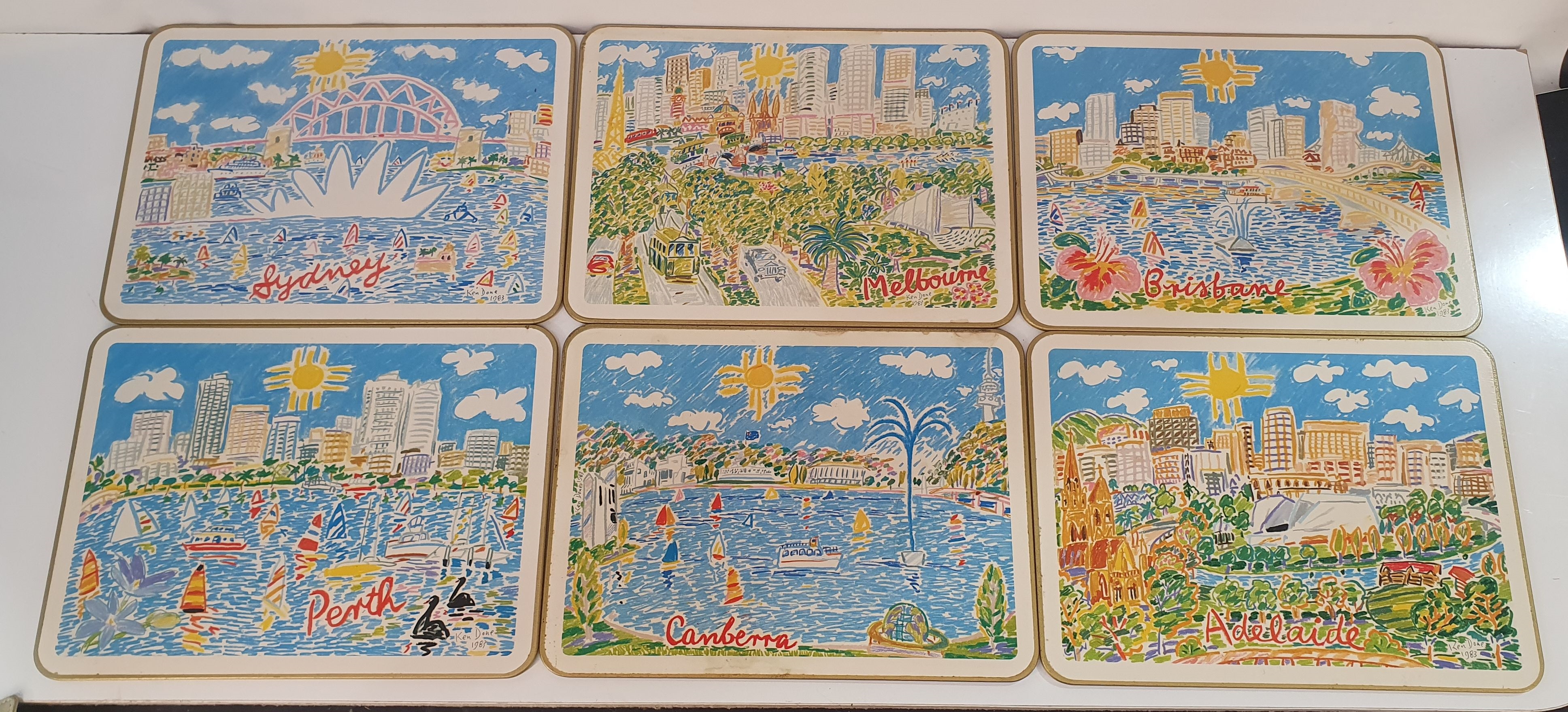 Ken Done vintage placemat ランチョンマット 4枚セット Ken Done | A SET OF SIX KEN DONE PLACEMATS | MutualArt